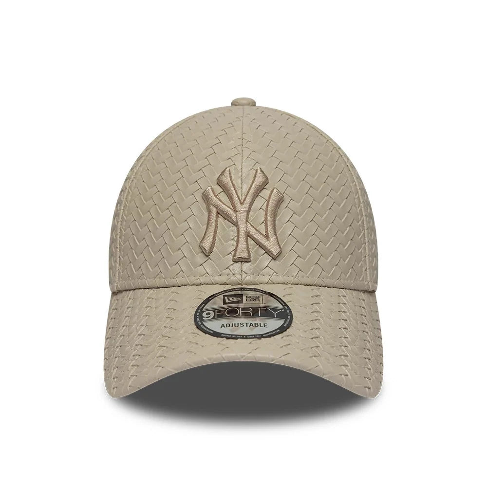 New era cappello 9FORTY New York Yankees MLB PU Weave Light Beige Adjustable