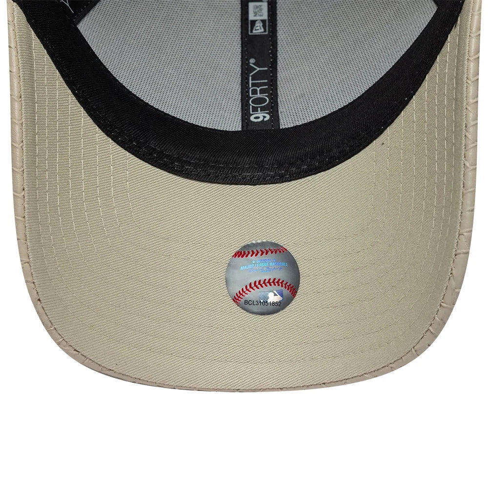 New era cappello 9FORTY New York Yankees MLB PU Weave Light Beige Adjustable