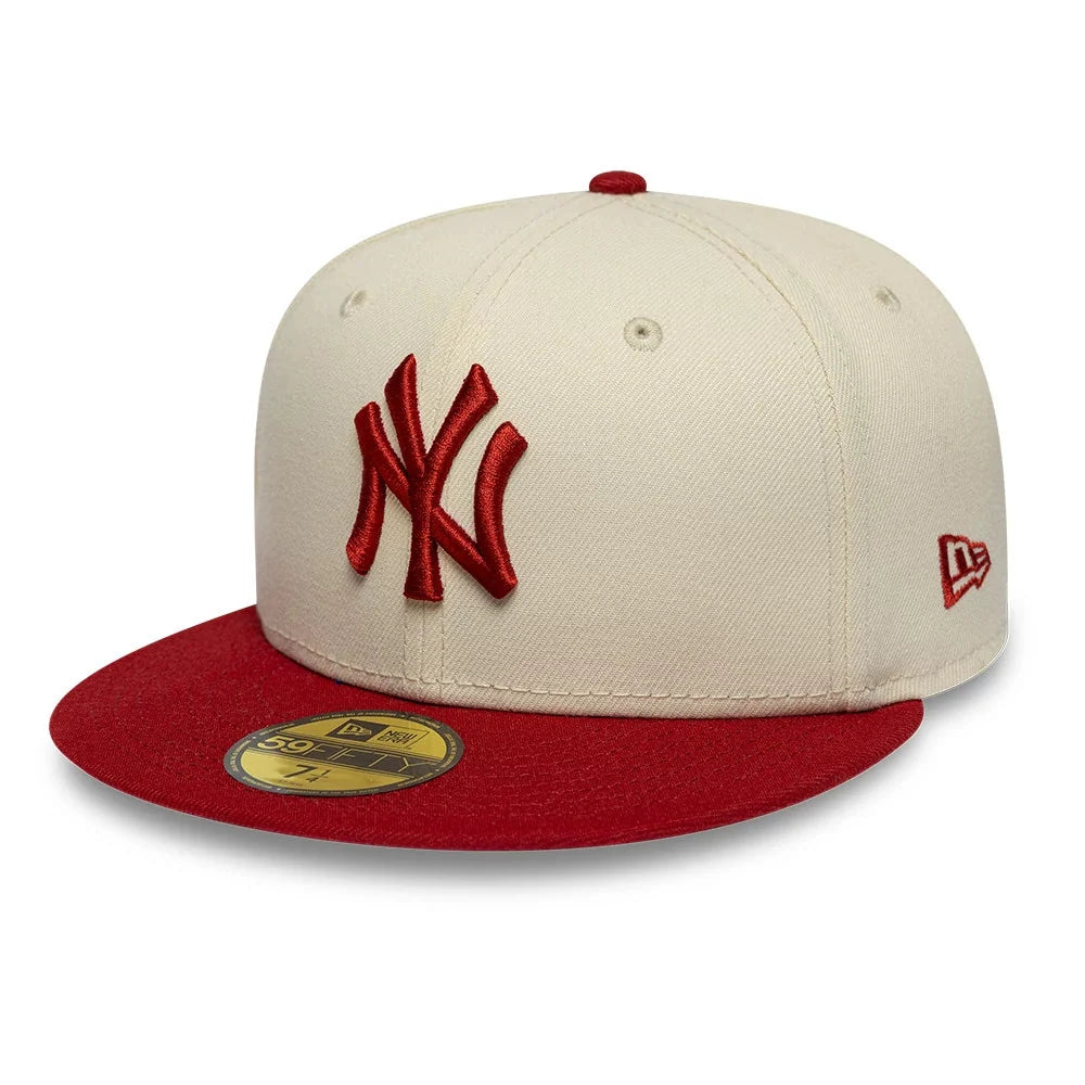 new era cappello 59FIFTY New York Yankees MLB League Essential Cream & Red Fitted