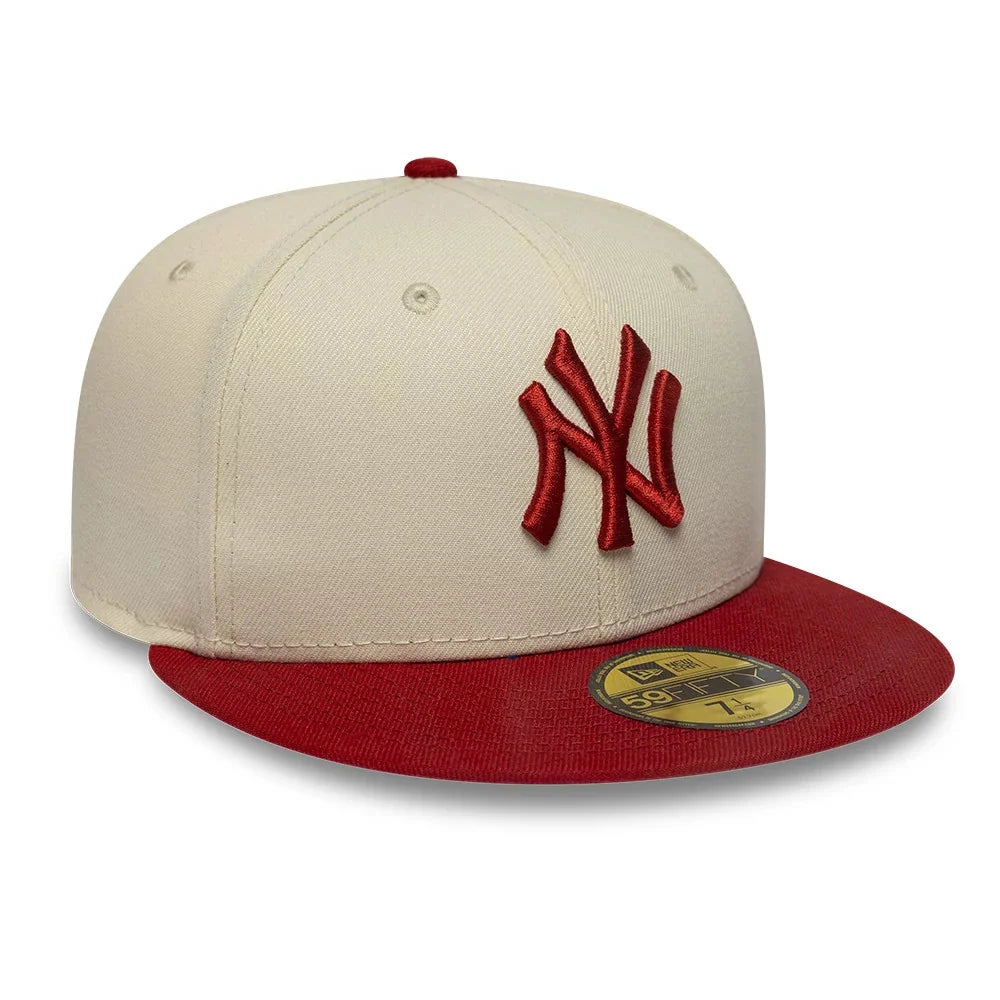 new era cappello 59FIFTY New York Yankees MLB League Essential Cream & Red Fitted