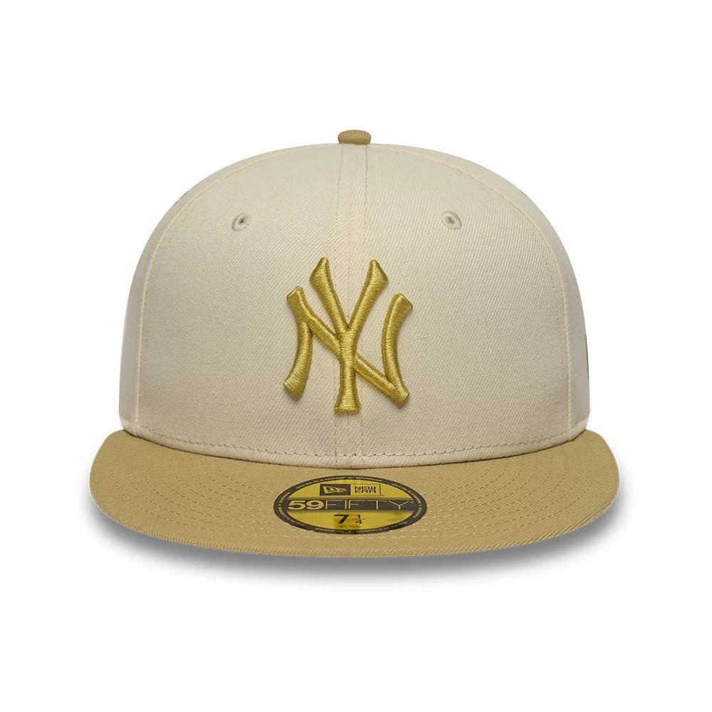 New Era Cappello 59FIFTY New York Yankees MLB League Essential Cream & Gold Fitted