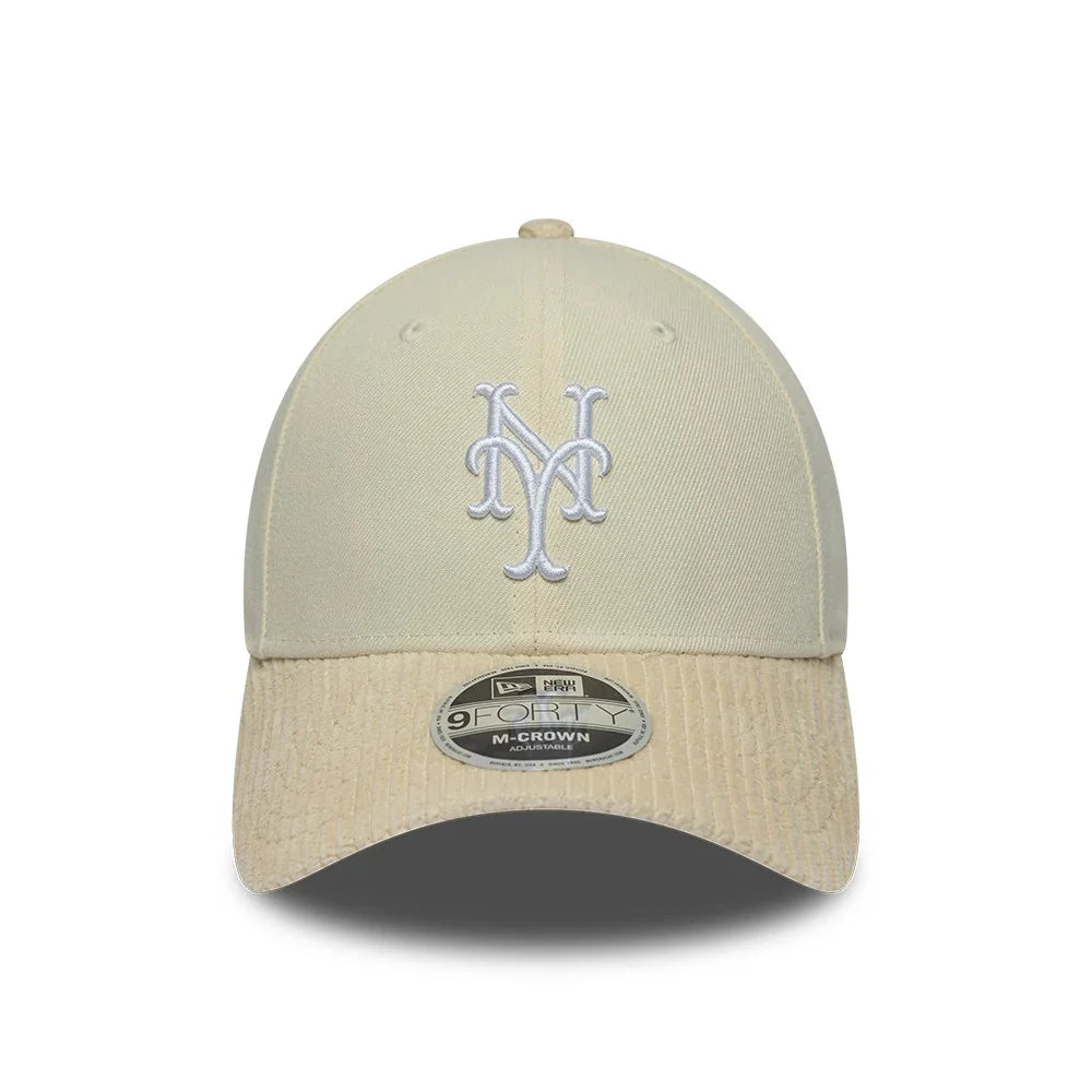 new era cappello 9FORTY M-Crown New York Mets MLB Cord Visor Light Beige Adjustable
