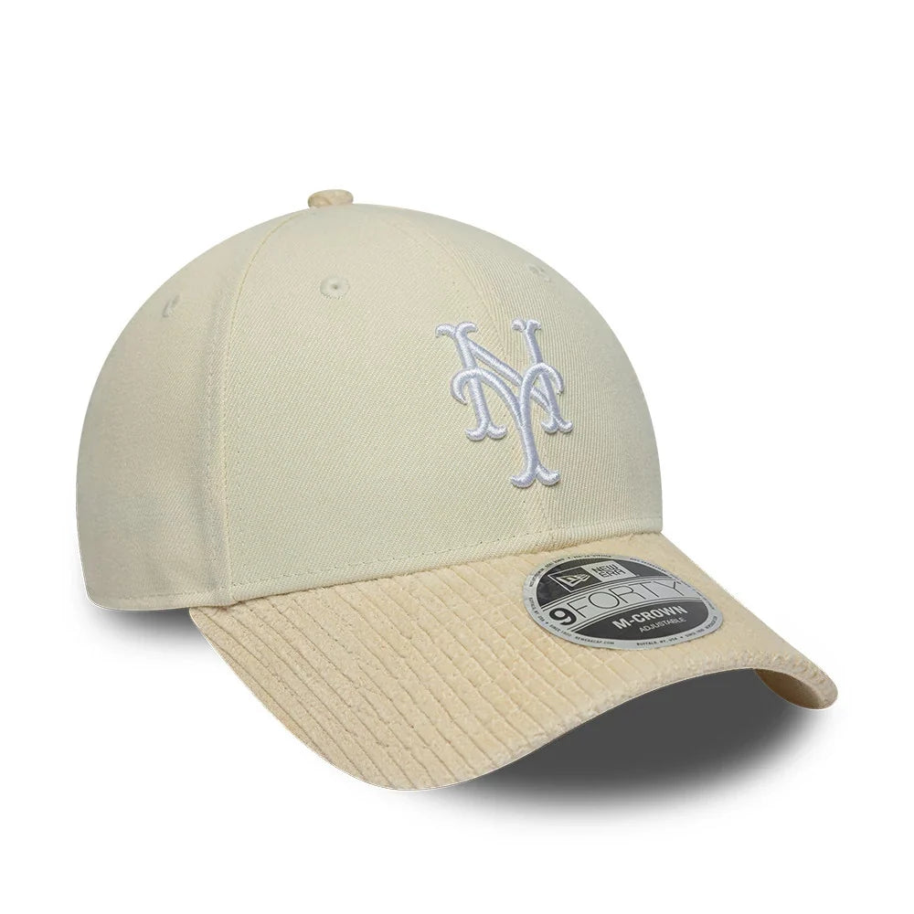 new era cappello 9FORTY M-Crown New York Mets MLB Cord Visor Light Beige Adjustable
