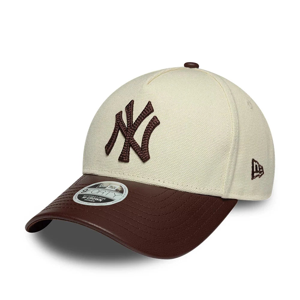 NEW ERA CAPPELLO 9FORTY M-Crown A-Frame NEW YORK Yankees Womens MLB Fabric Mix Beige Adjustable