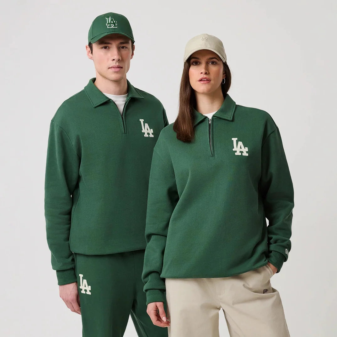 new era shirt 1/4 Zip Sweater LA Dodgers MLB Dark Green