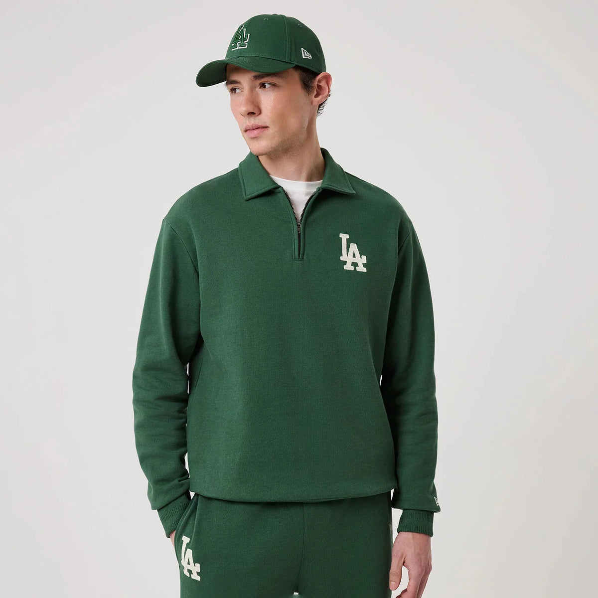 new era shirt 1/4 Zip Sweater LA Dodgers MLB Dark Green