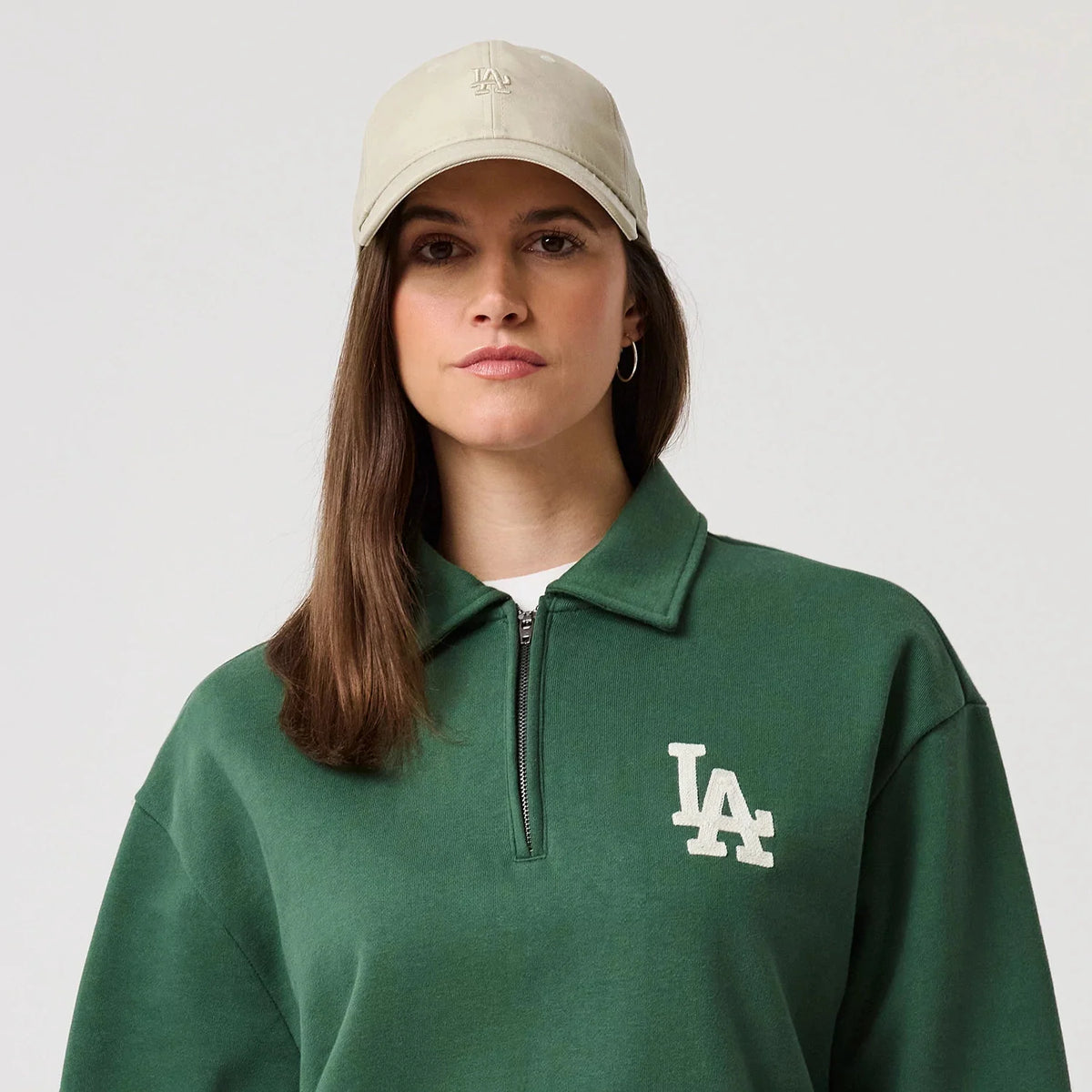 new era shirt 1/4 Zip Sweater LA Dodgers MLB Dark Green
