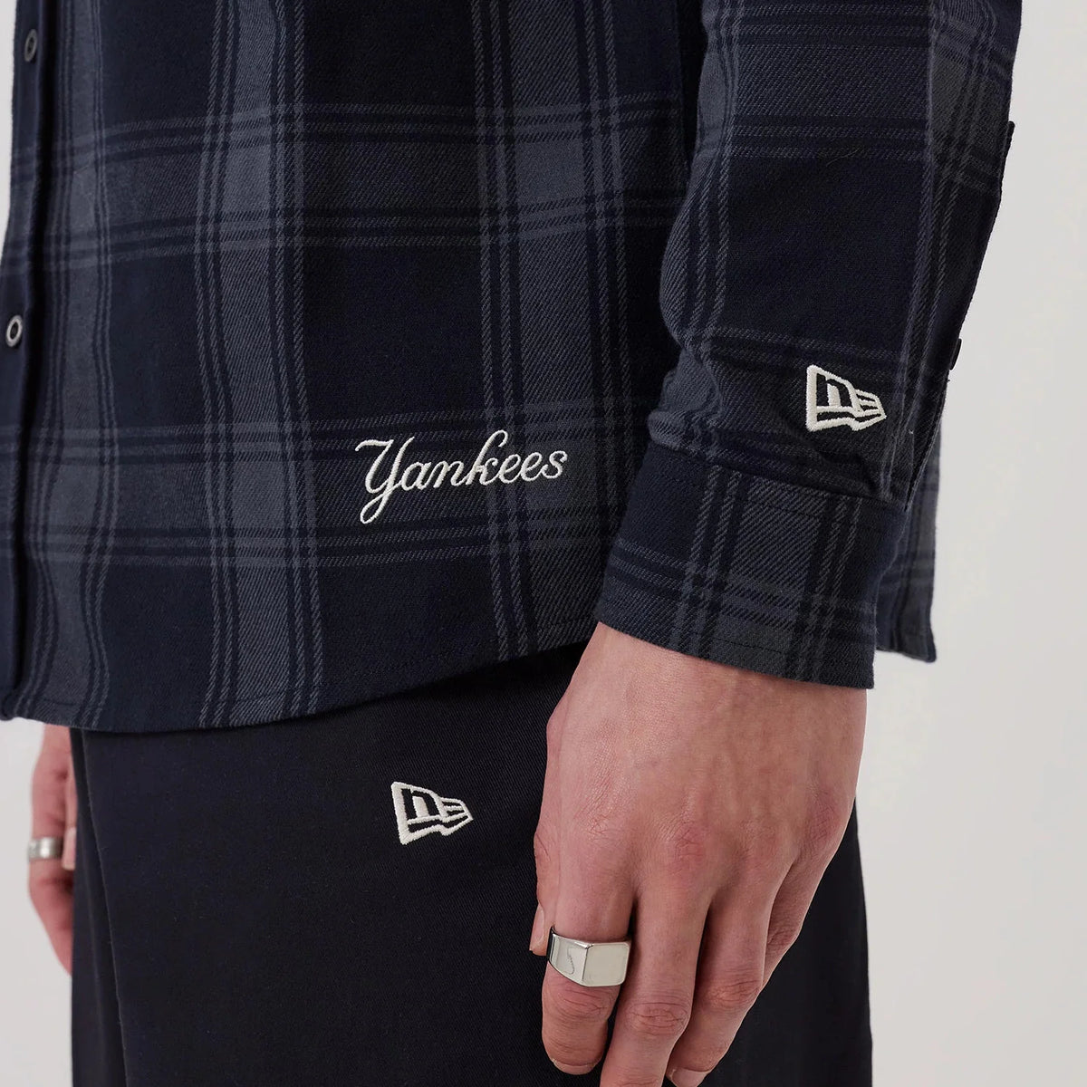 New Era Long Sleeve Shirt New York Yankees MLB Plaid Navy