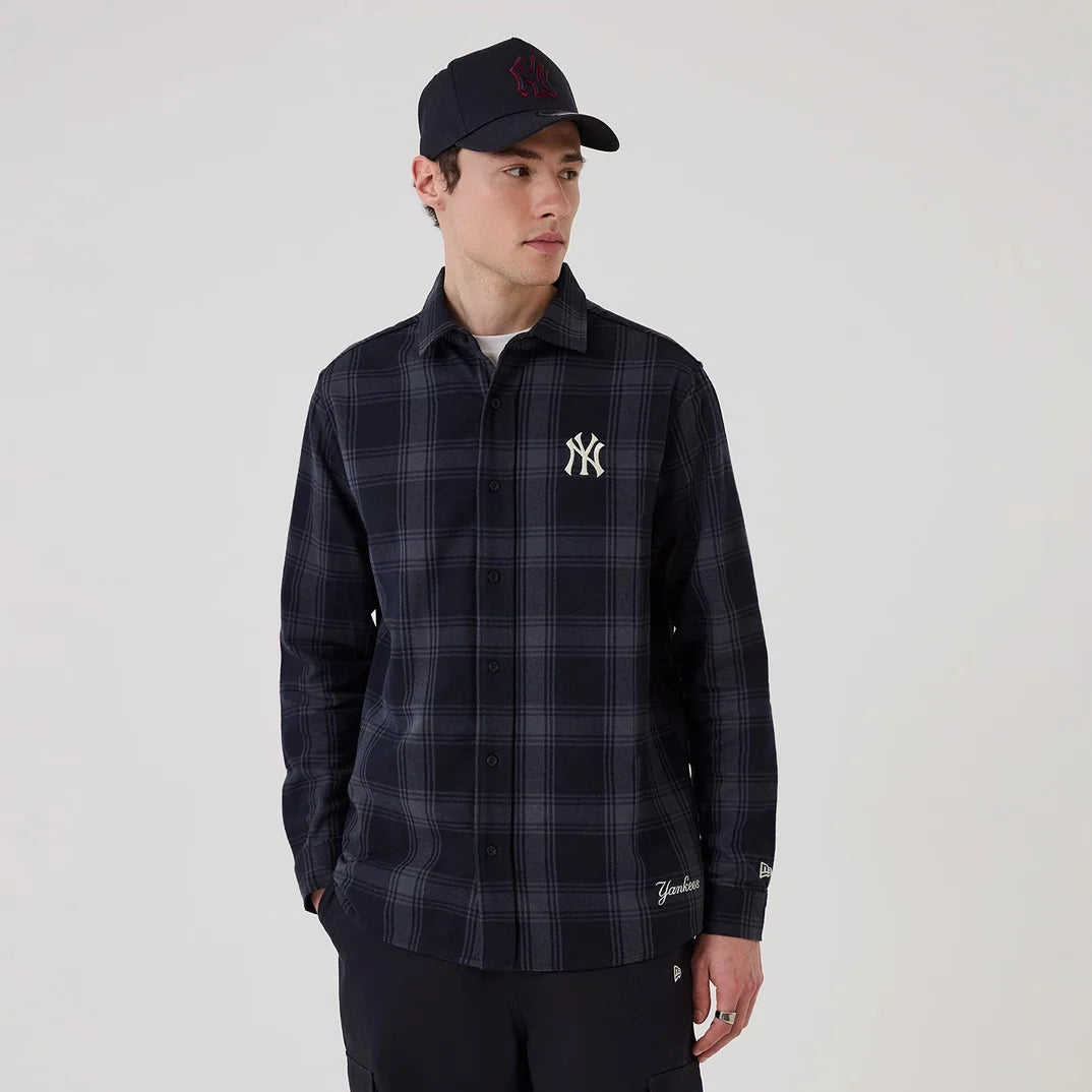 New Era Long Sleeve Shirt New York Yankees MLB Plaid Navy