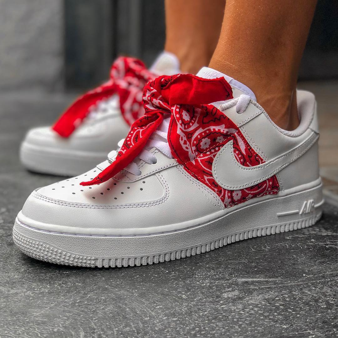 Custom red bandana air force ones online