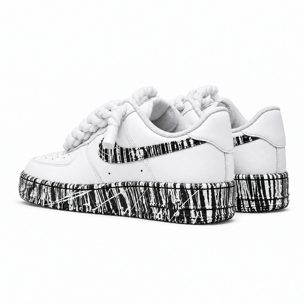 NIKE AIR FORCE ROPE LACES SKIZZI WHITE BLACK