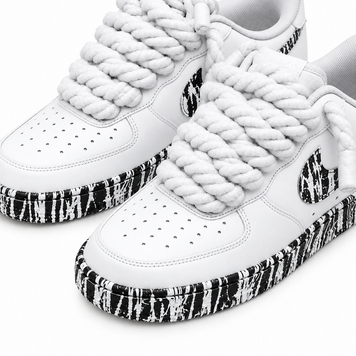 NIKE AIR FORCE ROPE LACES SKIZZI WHITE BLACK