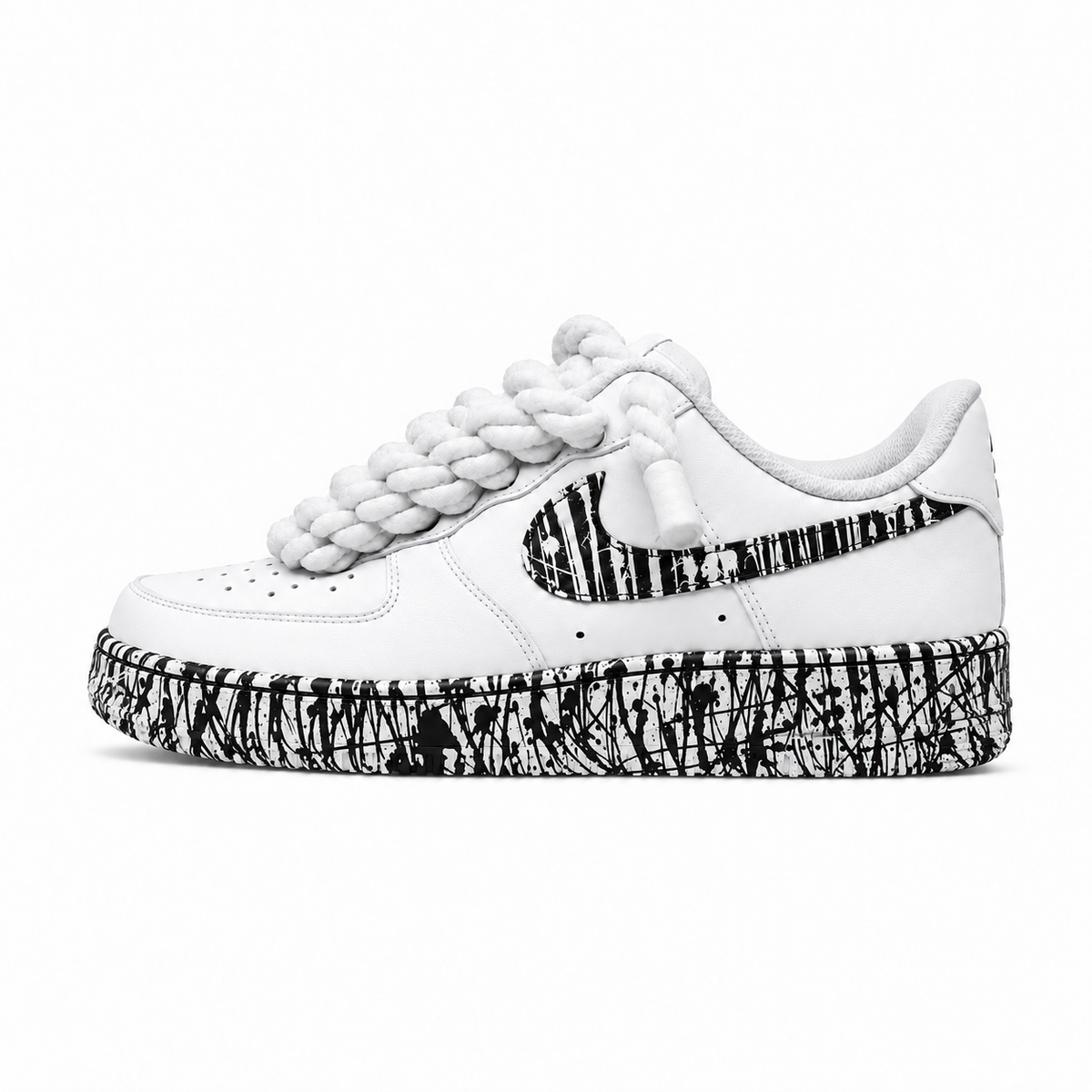 NIKE AIR FORCE ROPE LACES SKIZZI WHITE BLACK