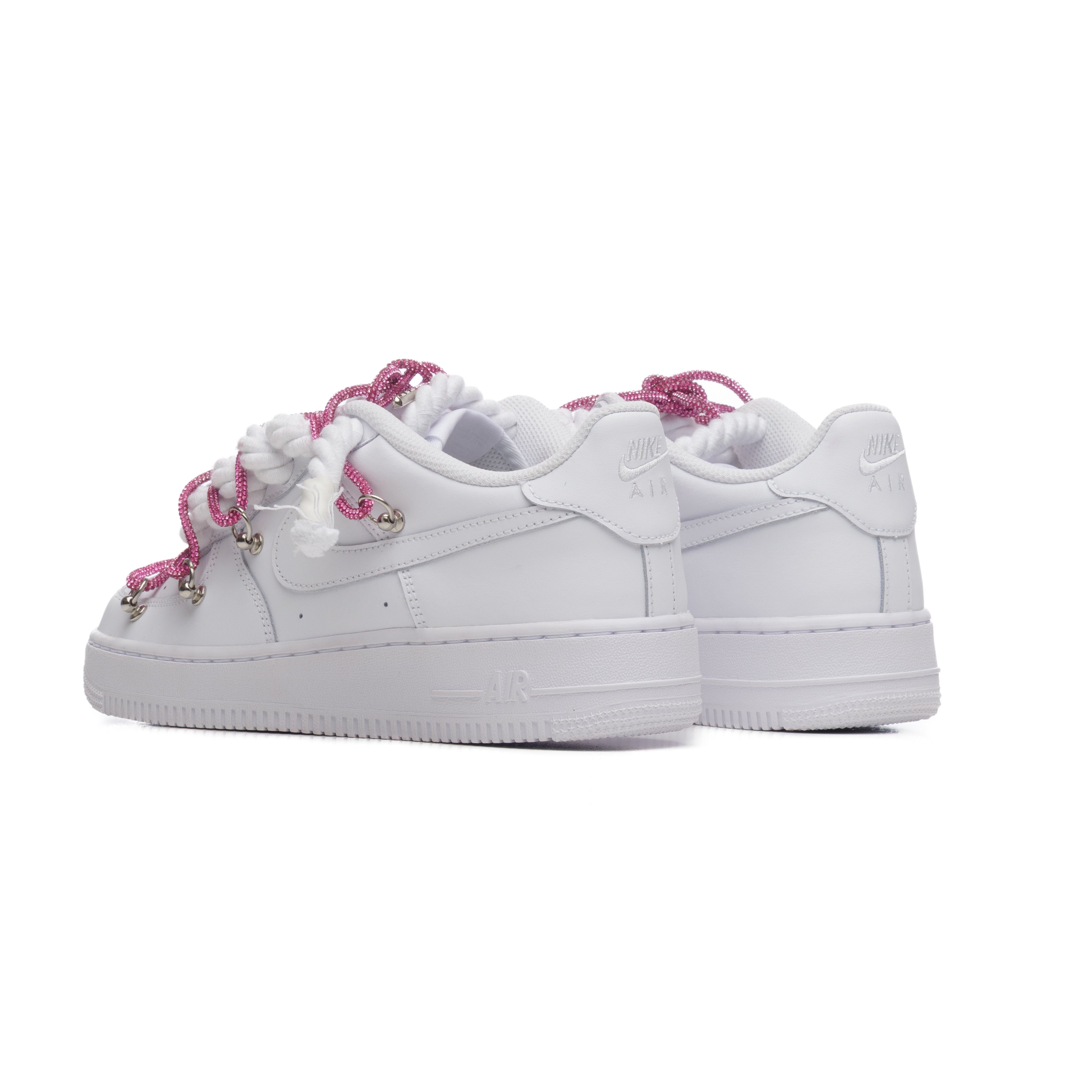 LACETS NIKE AIR FORCE ROPE BLANC TRIPLE SWAROVSKI ROSE