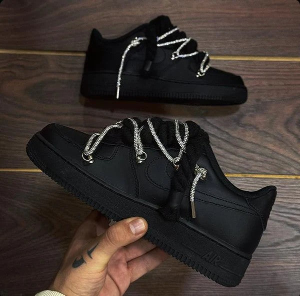 NIKE AIR FORCE ROPE LACETSRIPLE NOIR SWAROVSKI