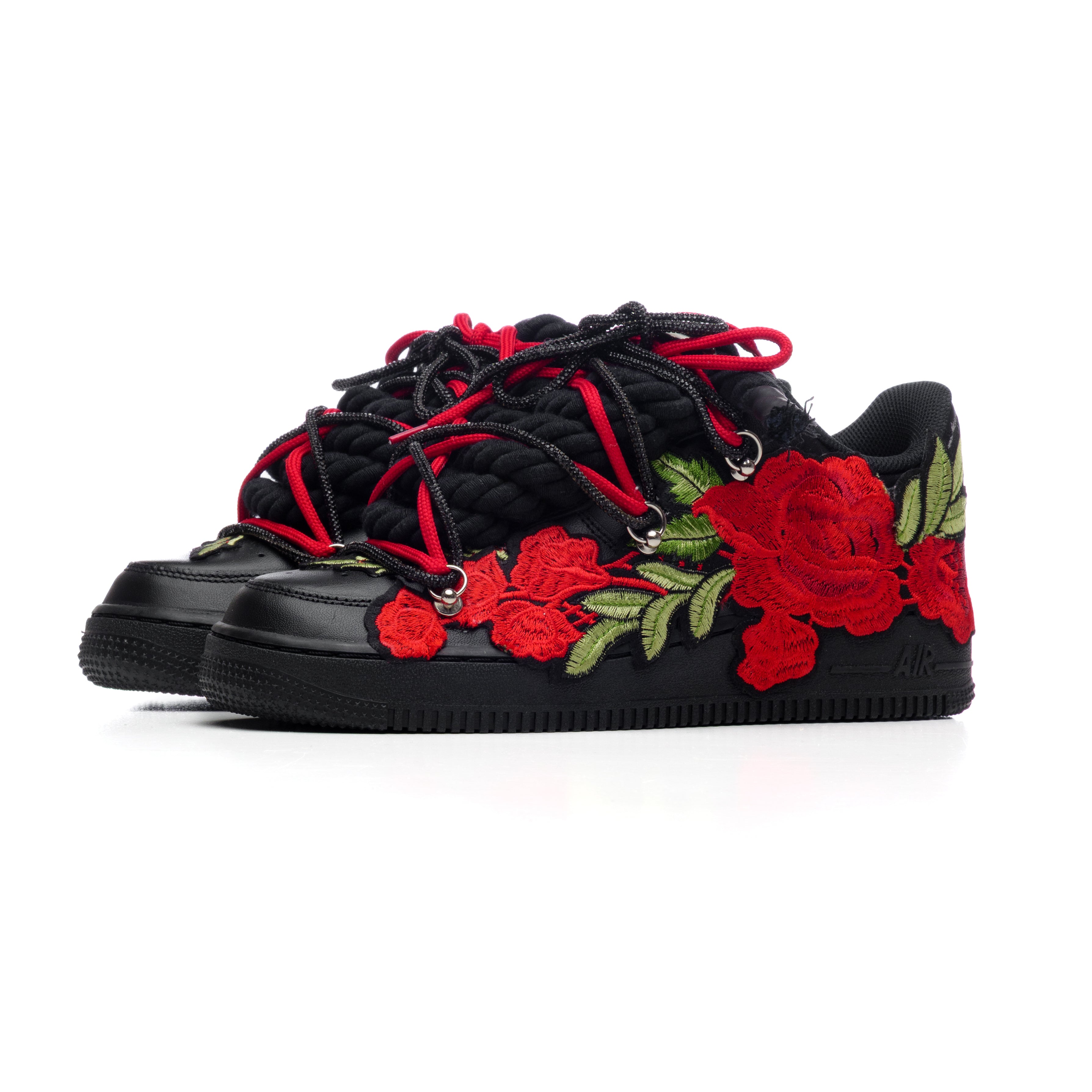 Snezed NIKE AIR FORCE 1 BLACK ROPE LACES- CRIMSOM RED ROSES