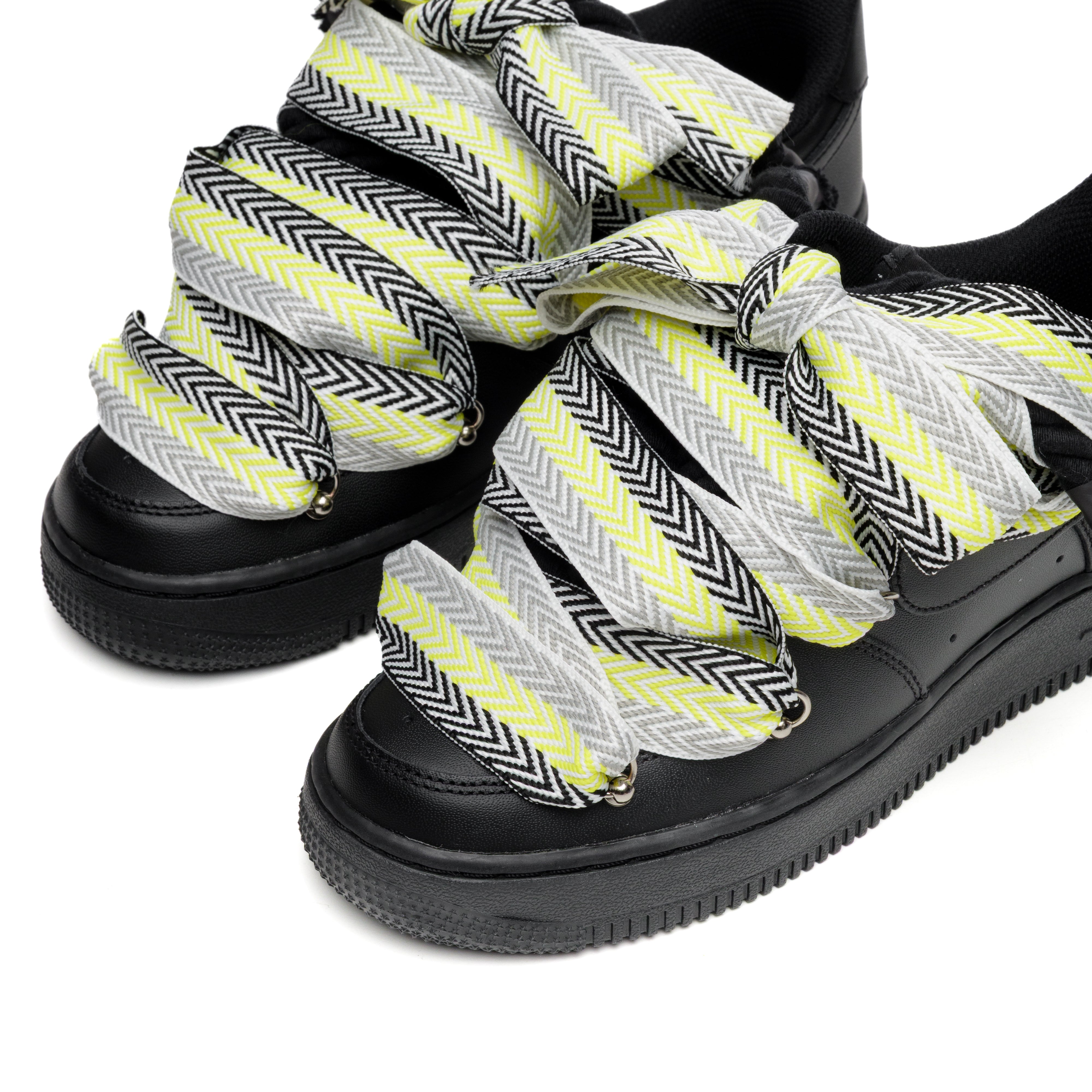 Snezed NIKE AIR FORCE 1 BLACK ROPE LACES- LANVIN BLACK&YELLOW