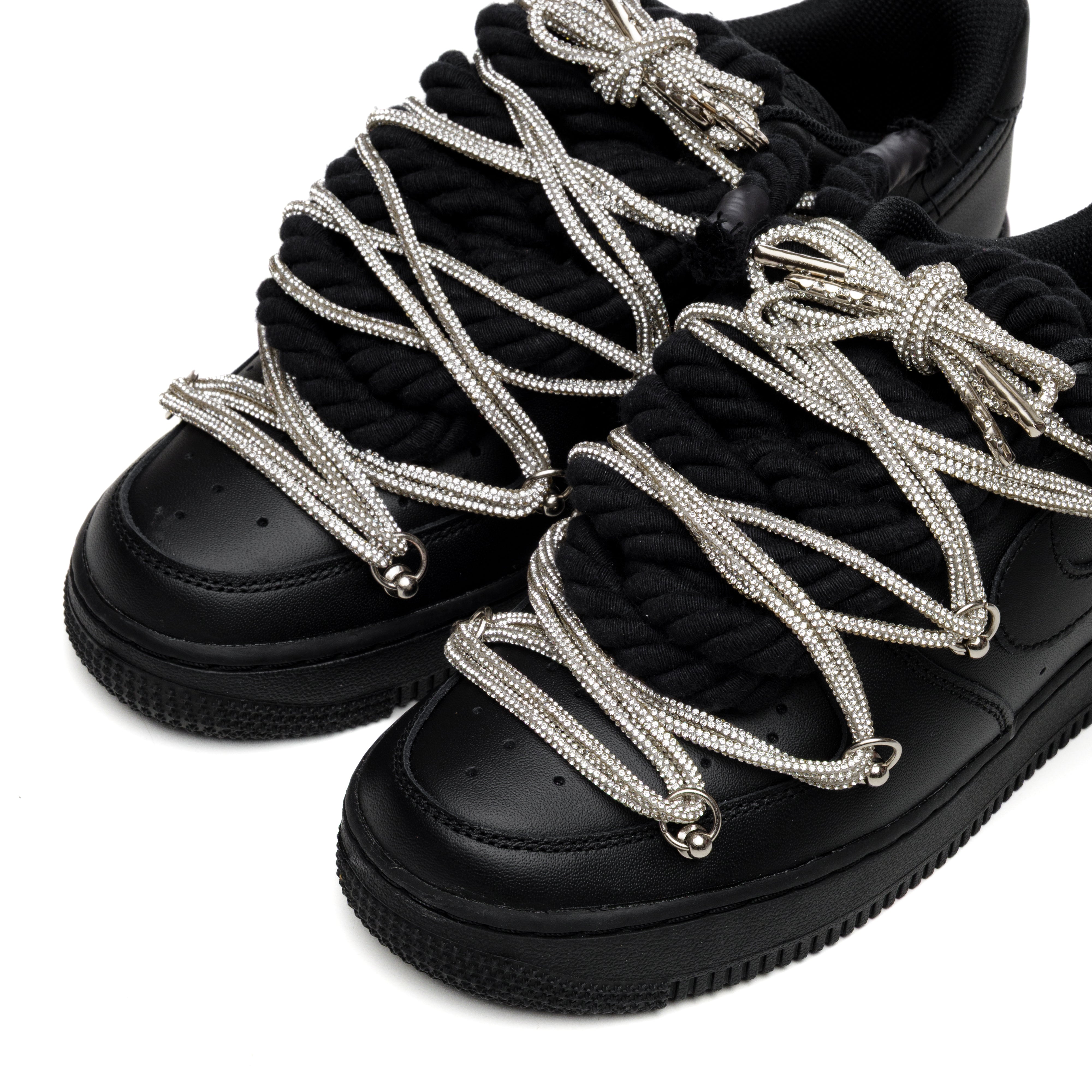 Snezed NIKE AIR FORCE 1 BLACK ROPE LACES- SWAROVSKI DUAL