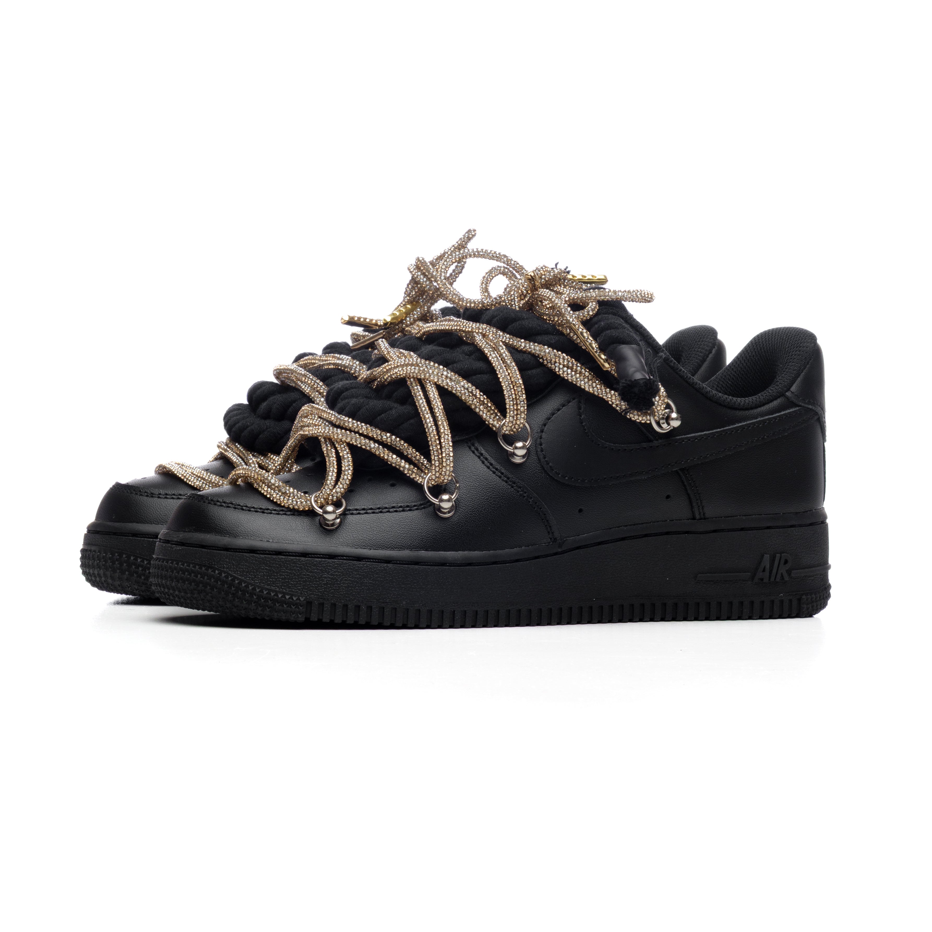 Snezed NIKE AIR FORCE 1 BLACK ROPE LACES- SWAROVSKI DUAL GOLD