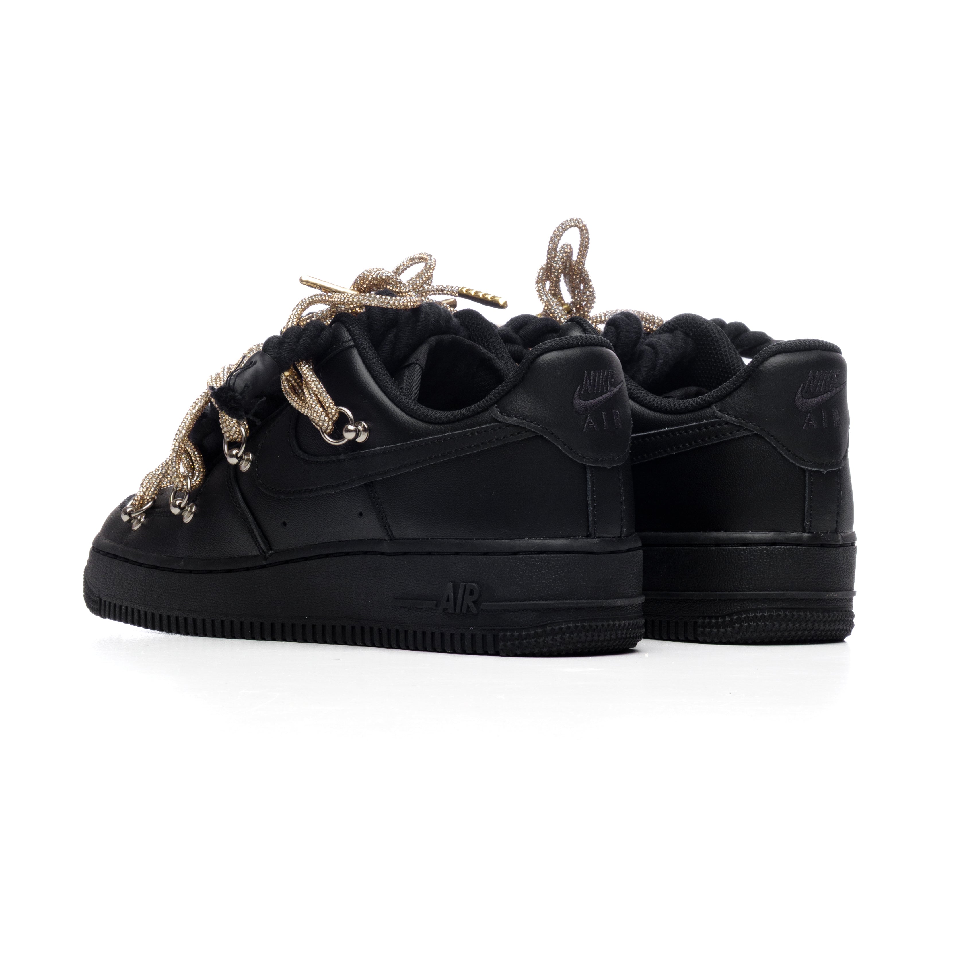 Snezed NIKE AIR FORCE 1 BLACK ROPE LACES- SWAROVSKI DUAL GOLD