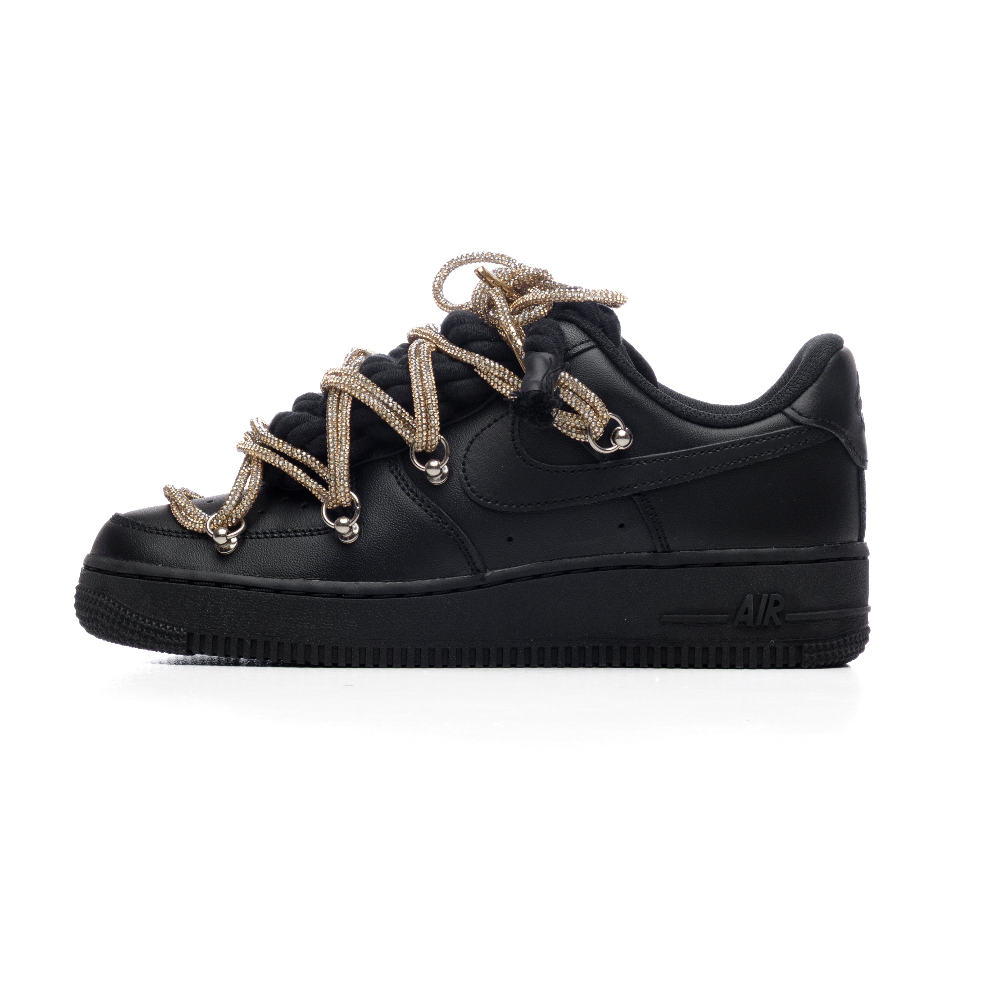 Snezed NIKE AIR FORCE 1 BLACK ROPE LACES- SWAROVSKI DUAL GOLD