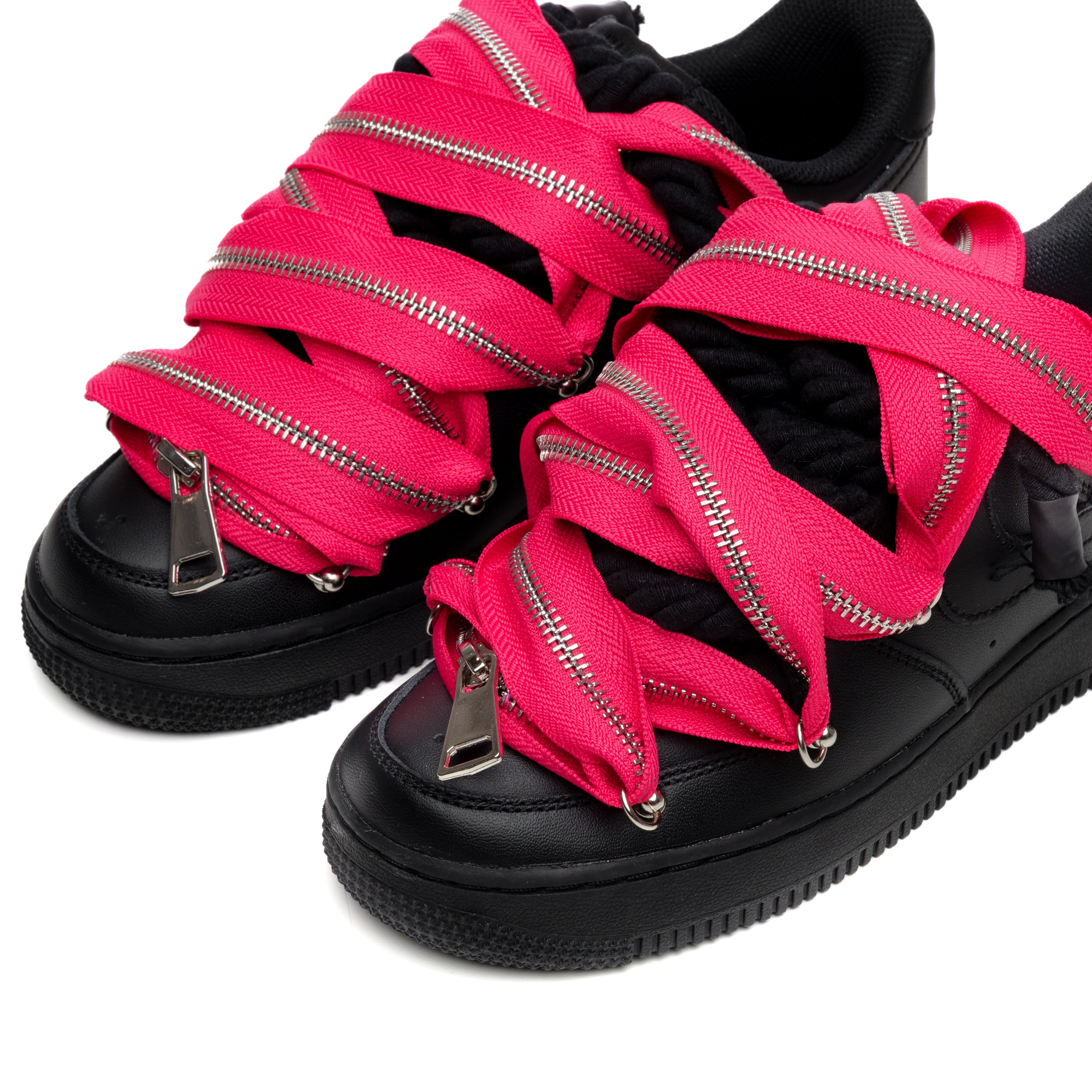 Snezed NIKE AIR FORCE 1 BLACK ROPE LACES- ZIP FUCSIA FLUO