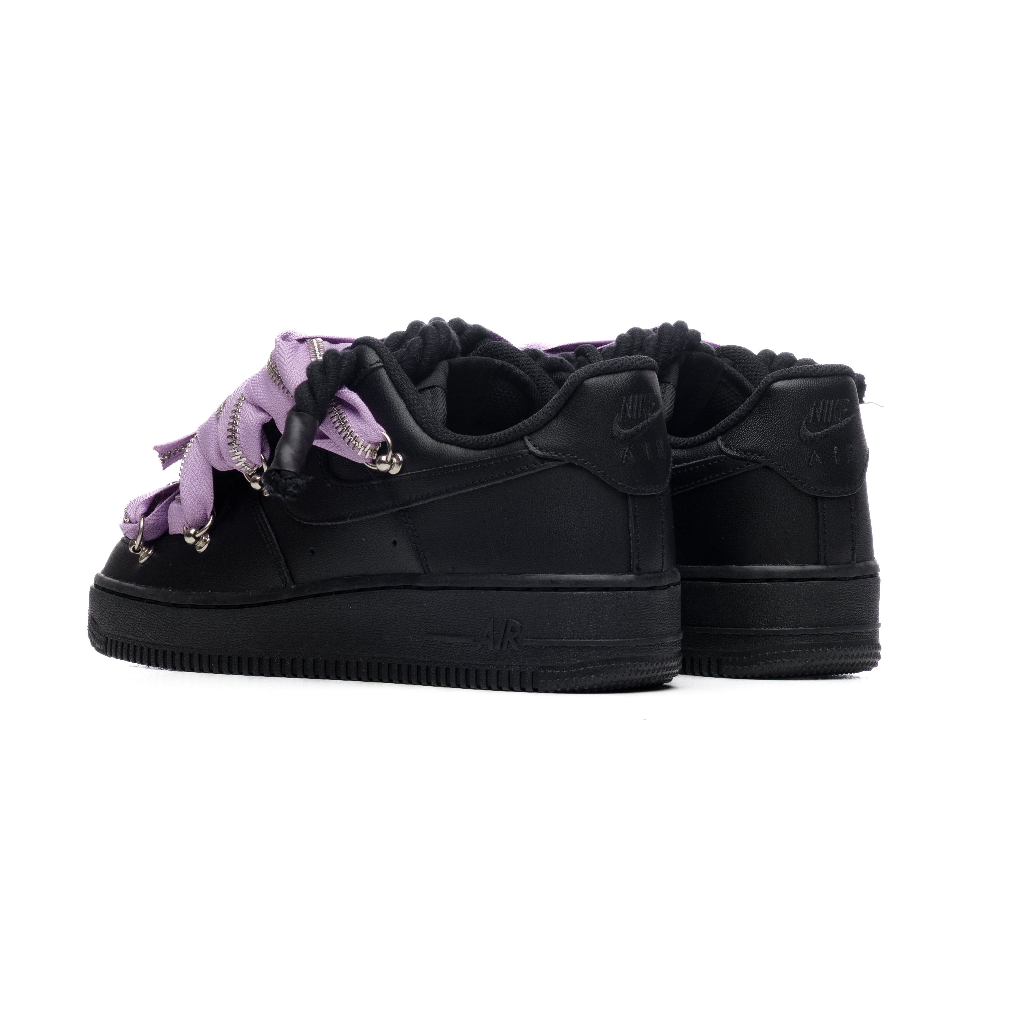 Snezed NIKE AIR FORCE 1 BLACK ROPE LACES- ZIP LILLA