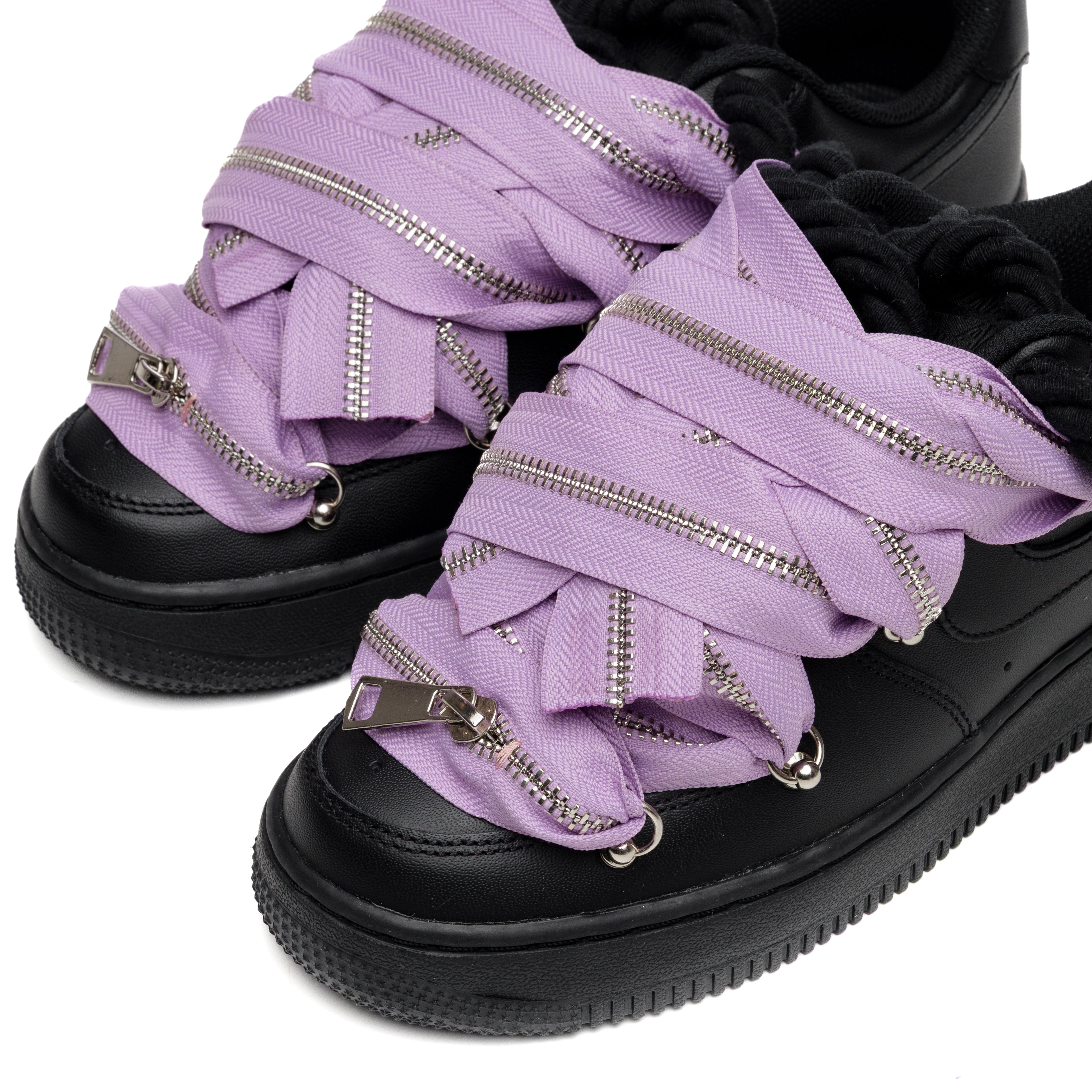 Snezed NIKE AIR FORCE 1 BLACK ROPE LACES- ZIP LILLA
