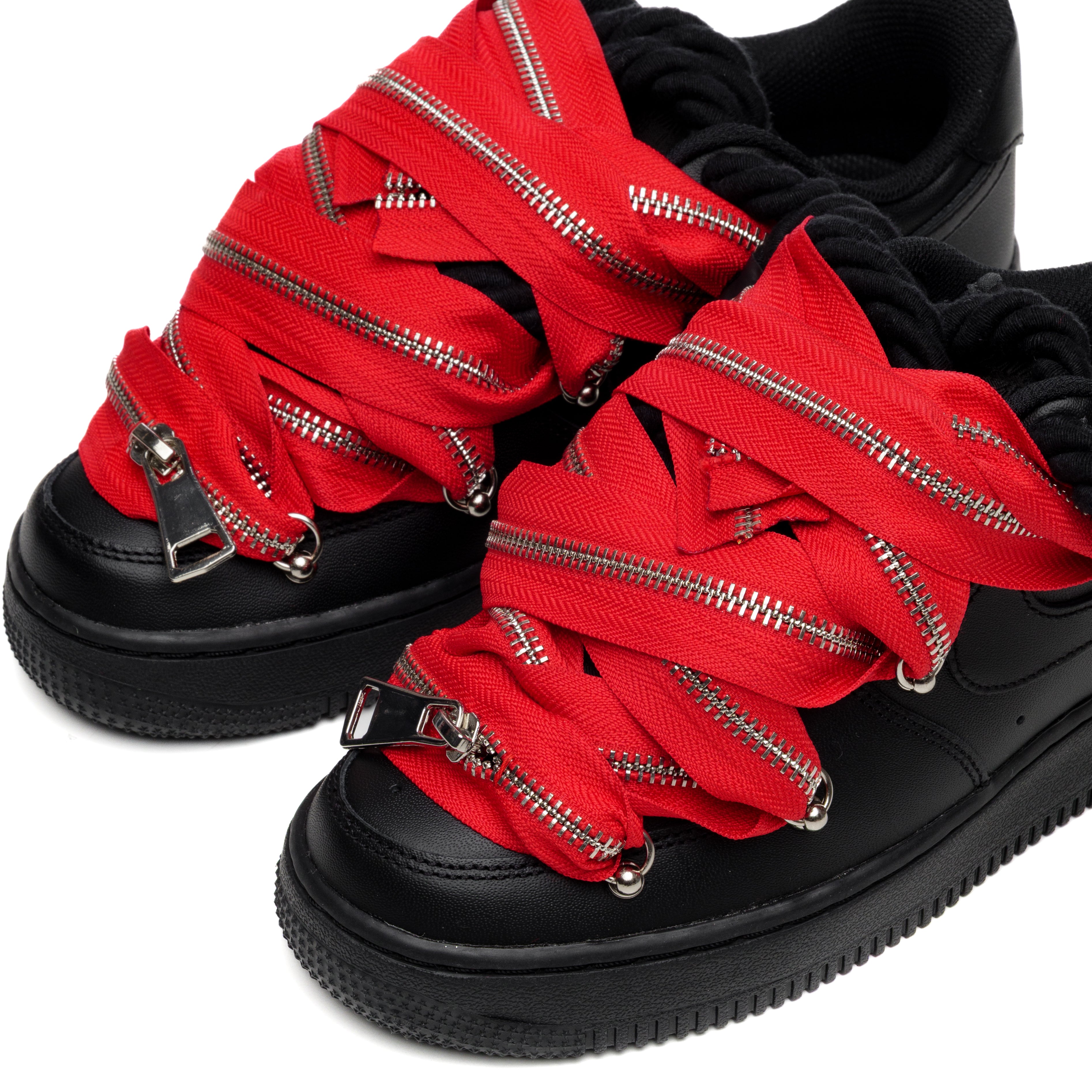 Snezed NIKE AIR FORCE 1 BLACK ROPE LACES- ZIP RED