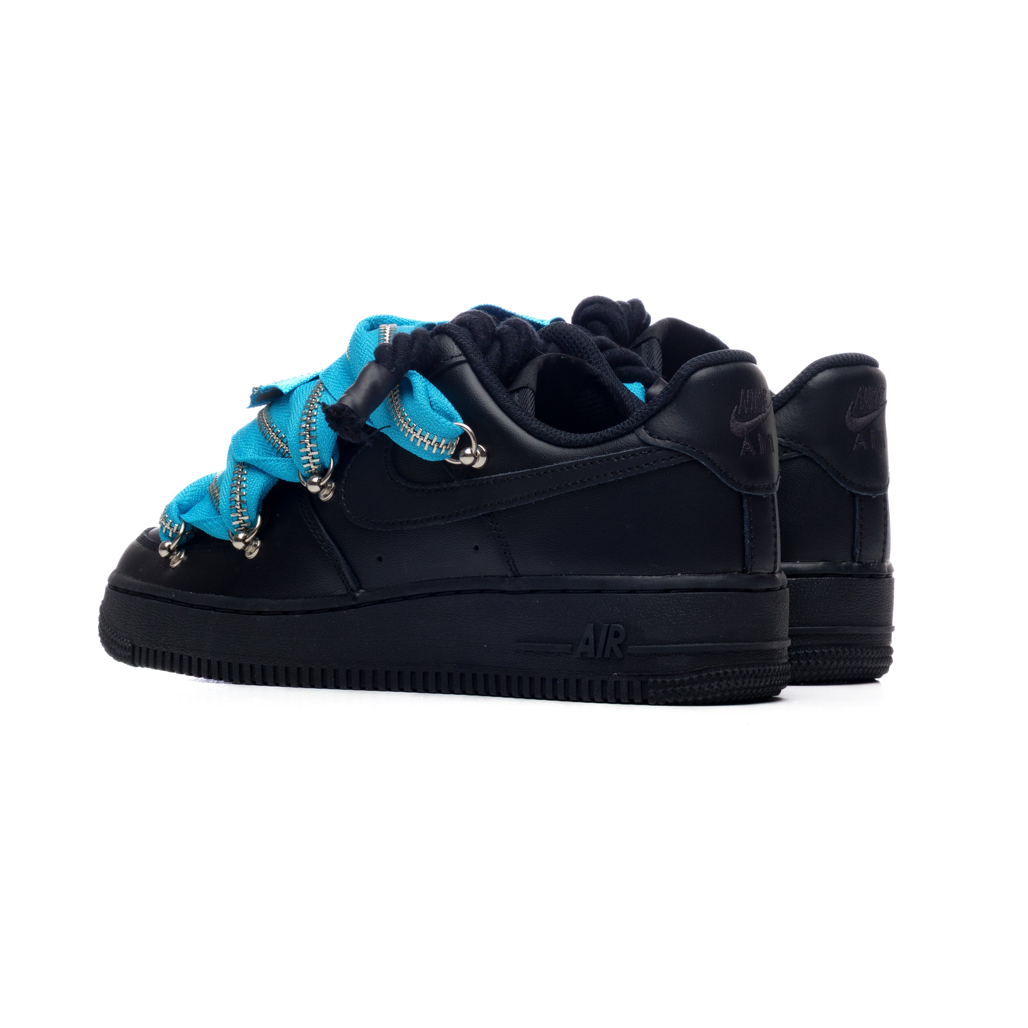 Snezed NIKE AIR FORCE 1 BLACK ROPE LACES- ZIP TURCHESE