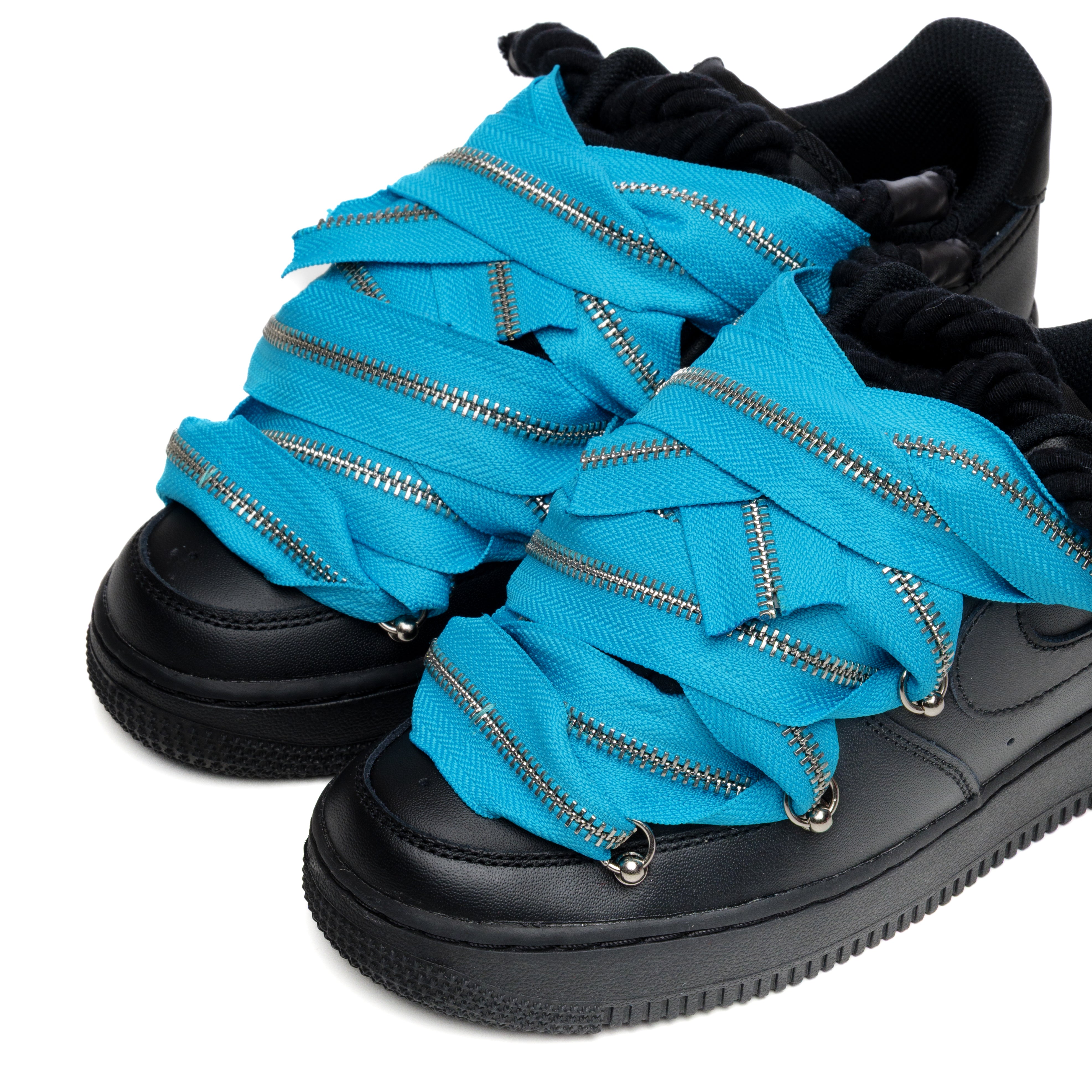 Snezed NIKE AIR FORCE 1 BLACK ROPE LACES- ZIP TURCHESE