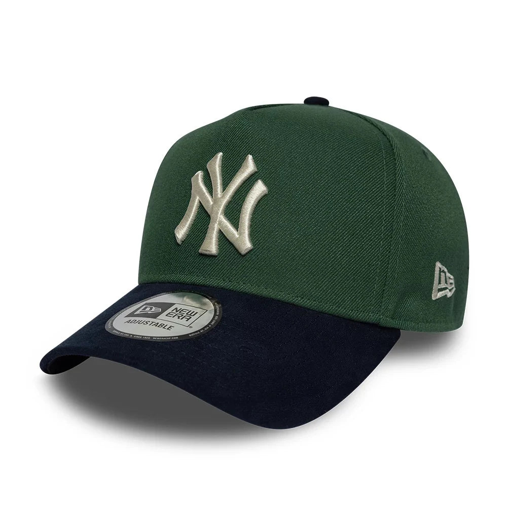 New Era Cappello 9FORTY E-Frame New York Yankees MLB Suede Visor Dark Green Adjustable