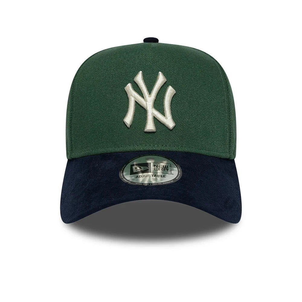 New Era Cappello 9FORTY E-Frame New York Yankees MLB Suede Visor Dark Green Adjustable