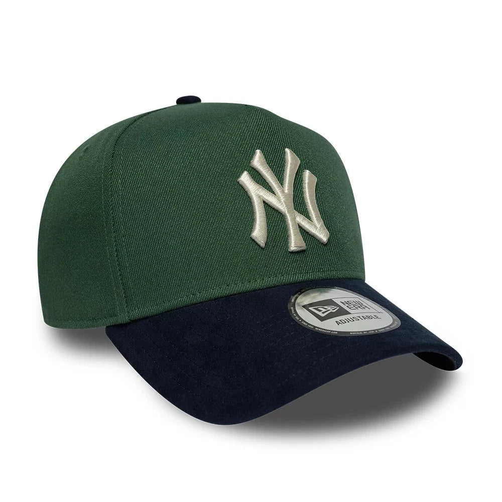 New Era Cappello 9FORTY E-Frame New York Yankees MLB Suede Visor Dark Green Adjustable