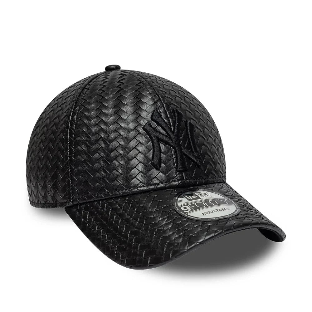 New Era Cappello 9Forty New York Yankees MLB PU Weave Black  Adjustable