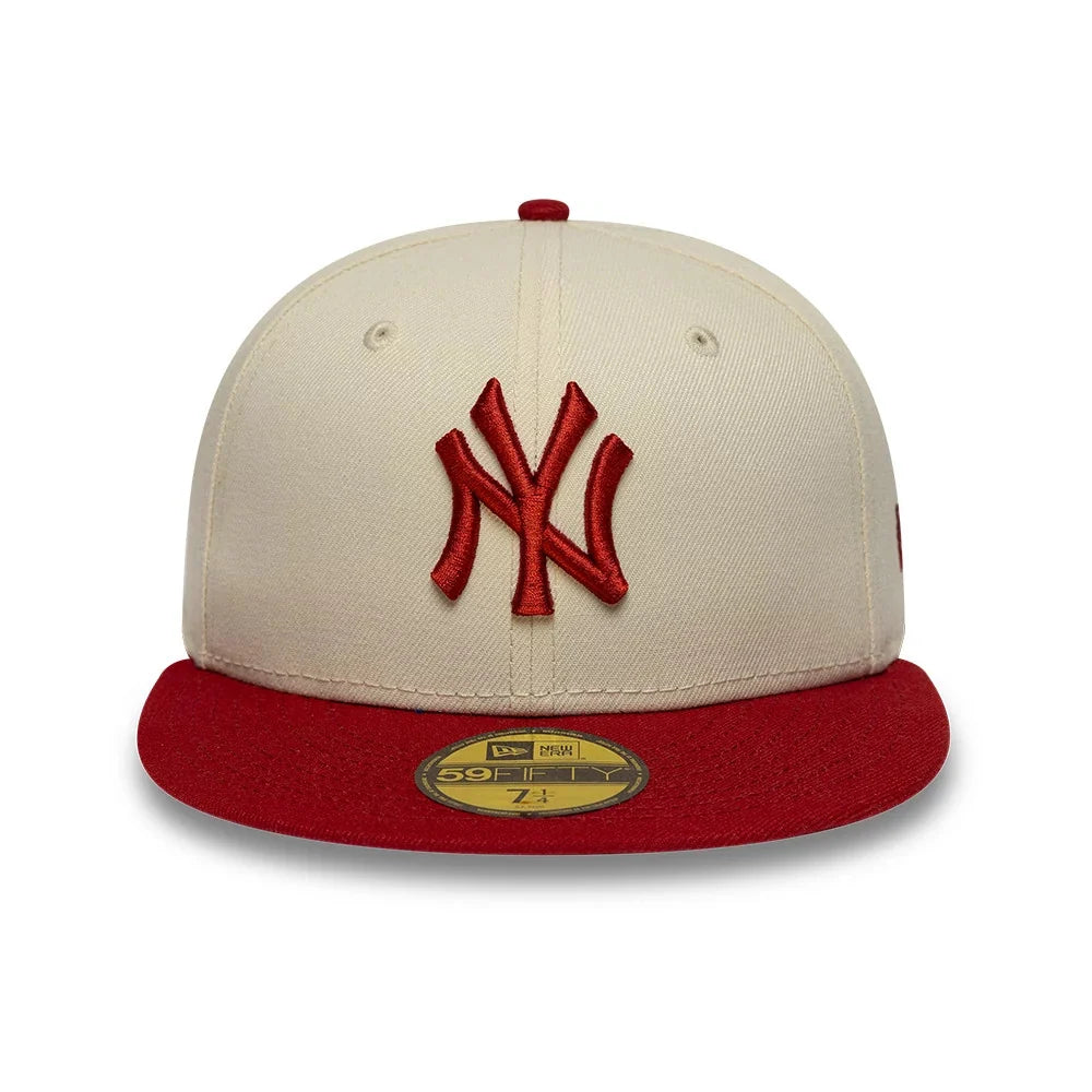 new era cappello 59FIFTY New York Yankees MLB League Essential Cream & Red Fitted