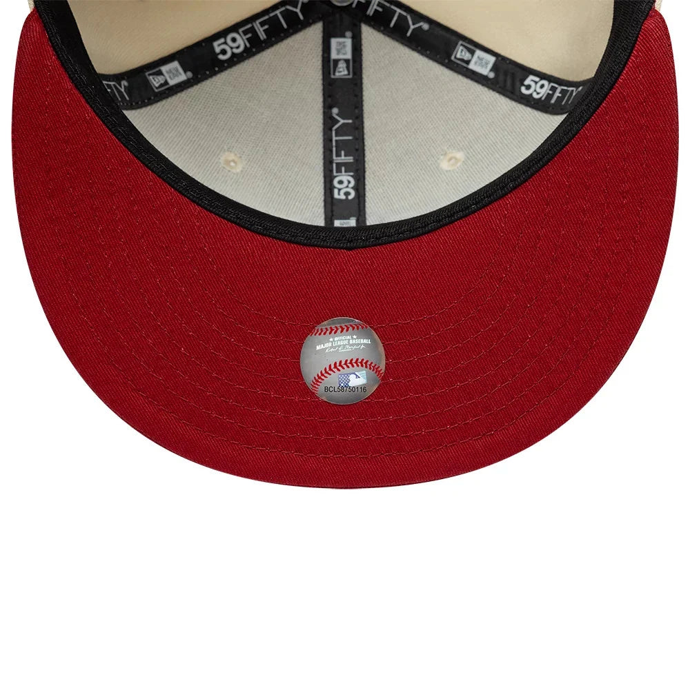 new era cappello 59FIFTY New York Yankees MLB League Essential Cream & Red Fitted