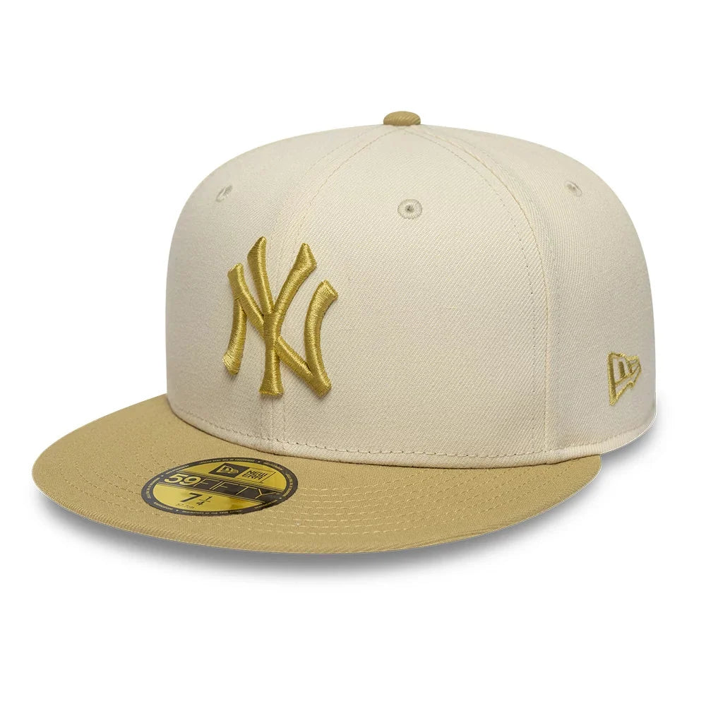 New Era Cappello 59FIFTY New York Yankees MLB League Essential Cream & Gold Fitted