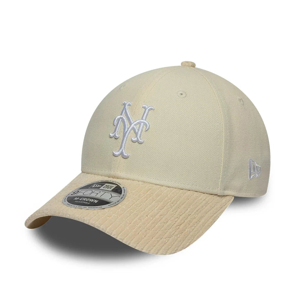 new era cappello 9FORTY M-Crown New York Mets MLB Cord Visor Light Beige Adjustable