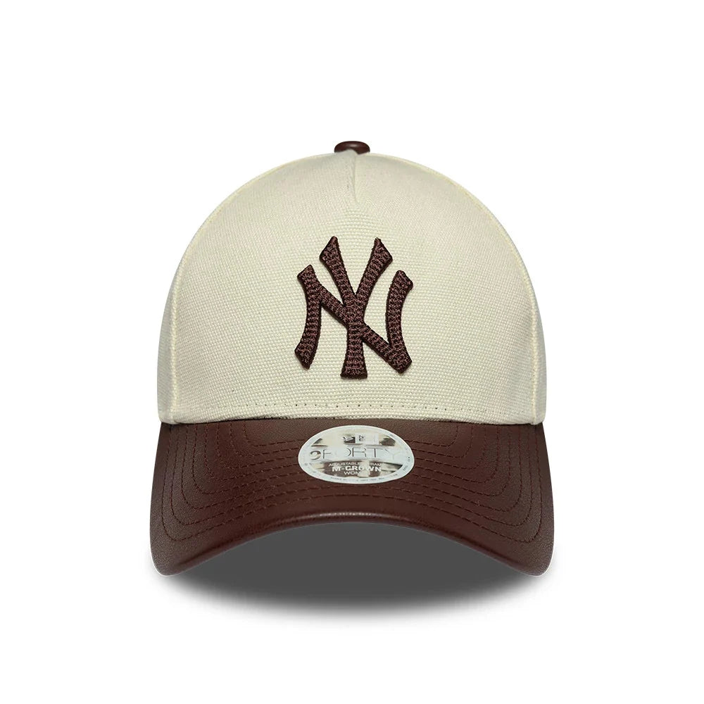 NEW ERA CAPPELLO 9FORTY M-Crown A-Frame NEW YORK Yankees Womens MLB Fabric Mix Beige Adjustable