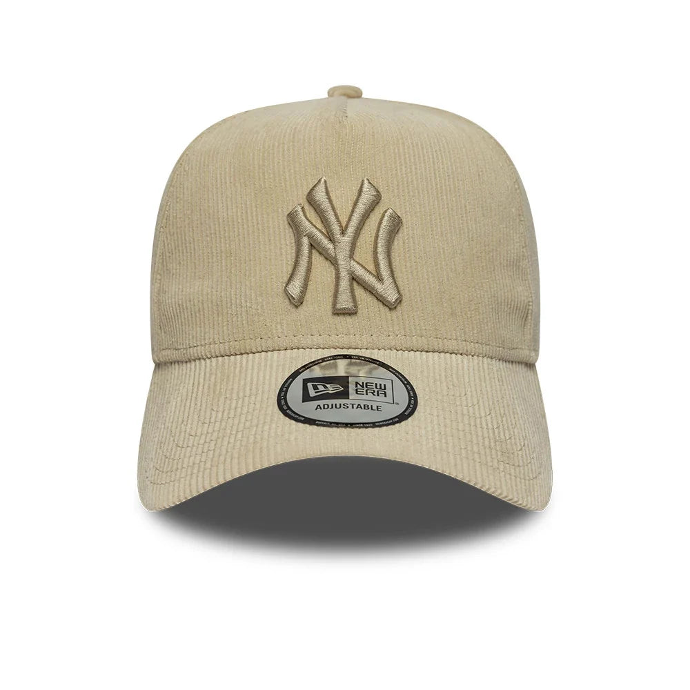 new era cappello 9FORTY E-Frame New York Yankees MLB Cord Light Beige Adjustable