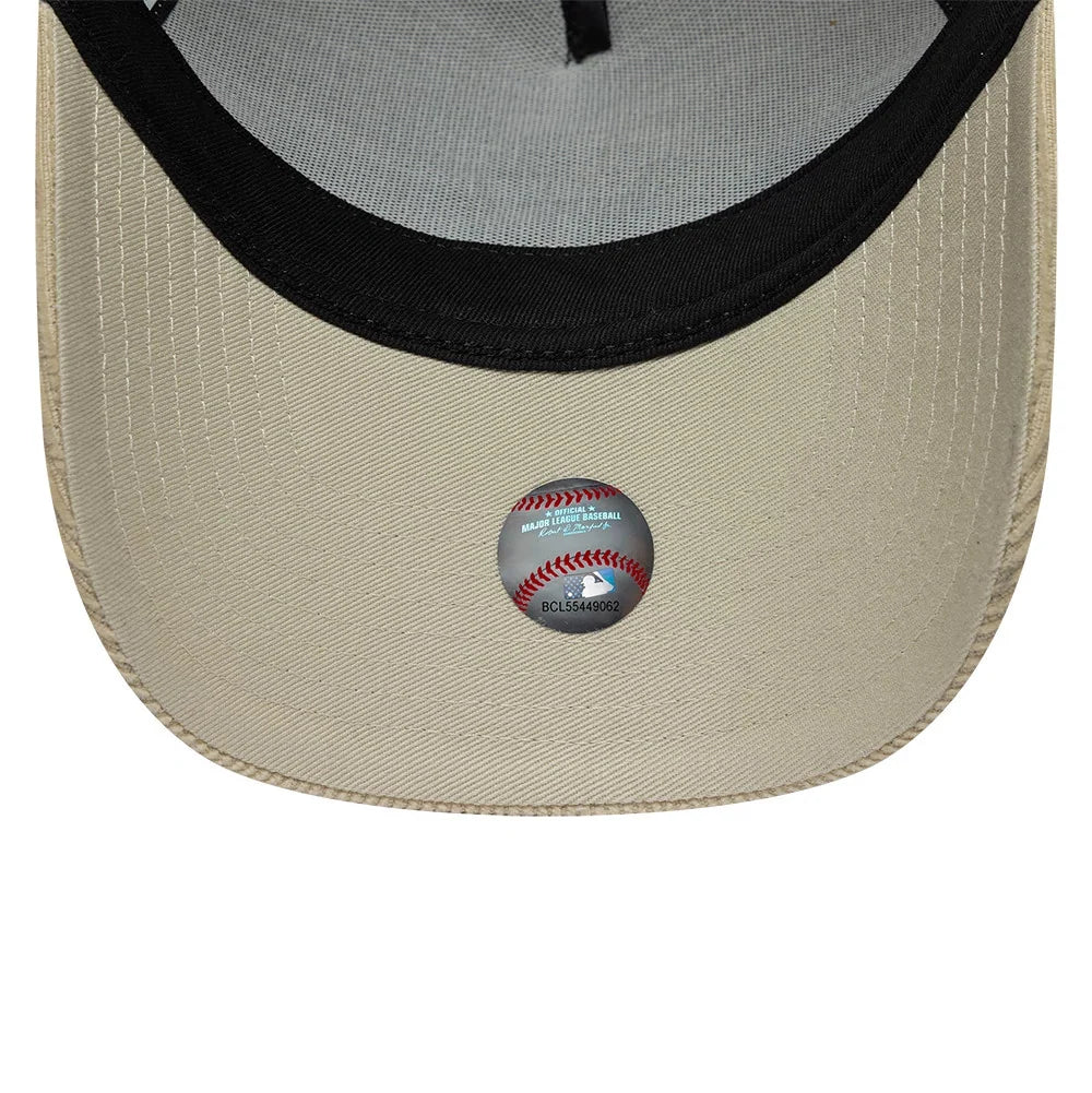 new era cappello 9FORTY E-Frame New York Yankees MLB Cord Light Beige Adjustable