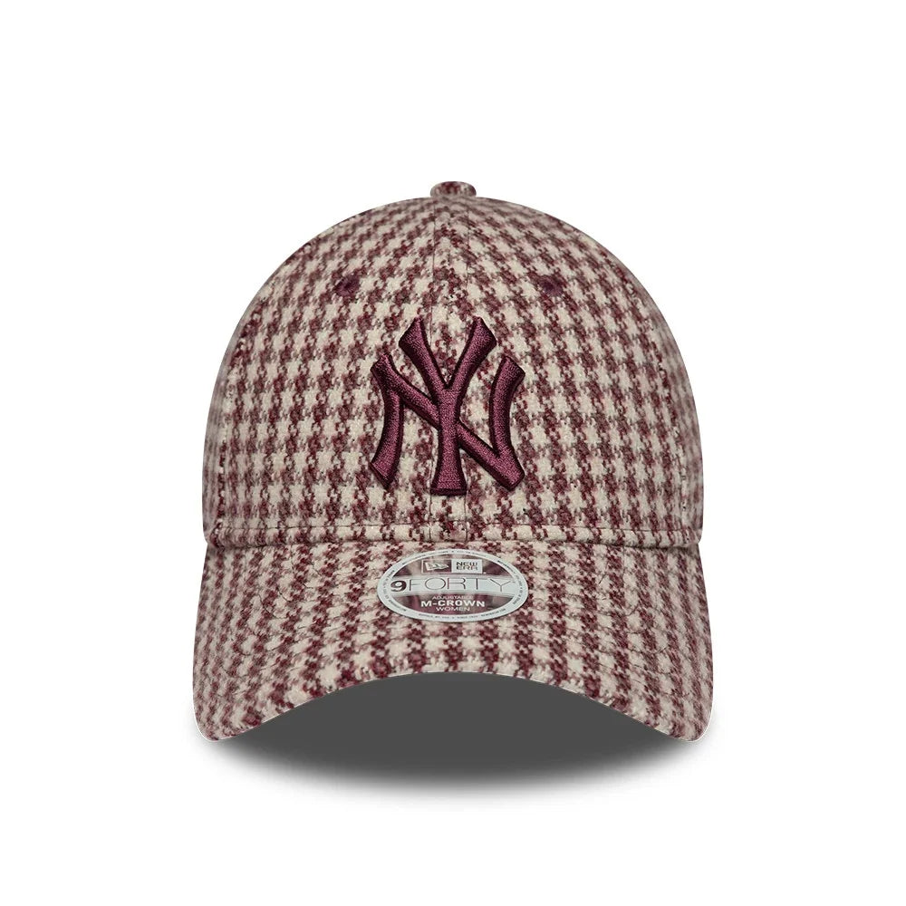 New Era cappello 9FORTY M-Crown New York Yankees Womens MLB Houndstooth Dark Red  Adjustable