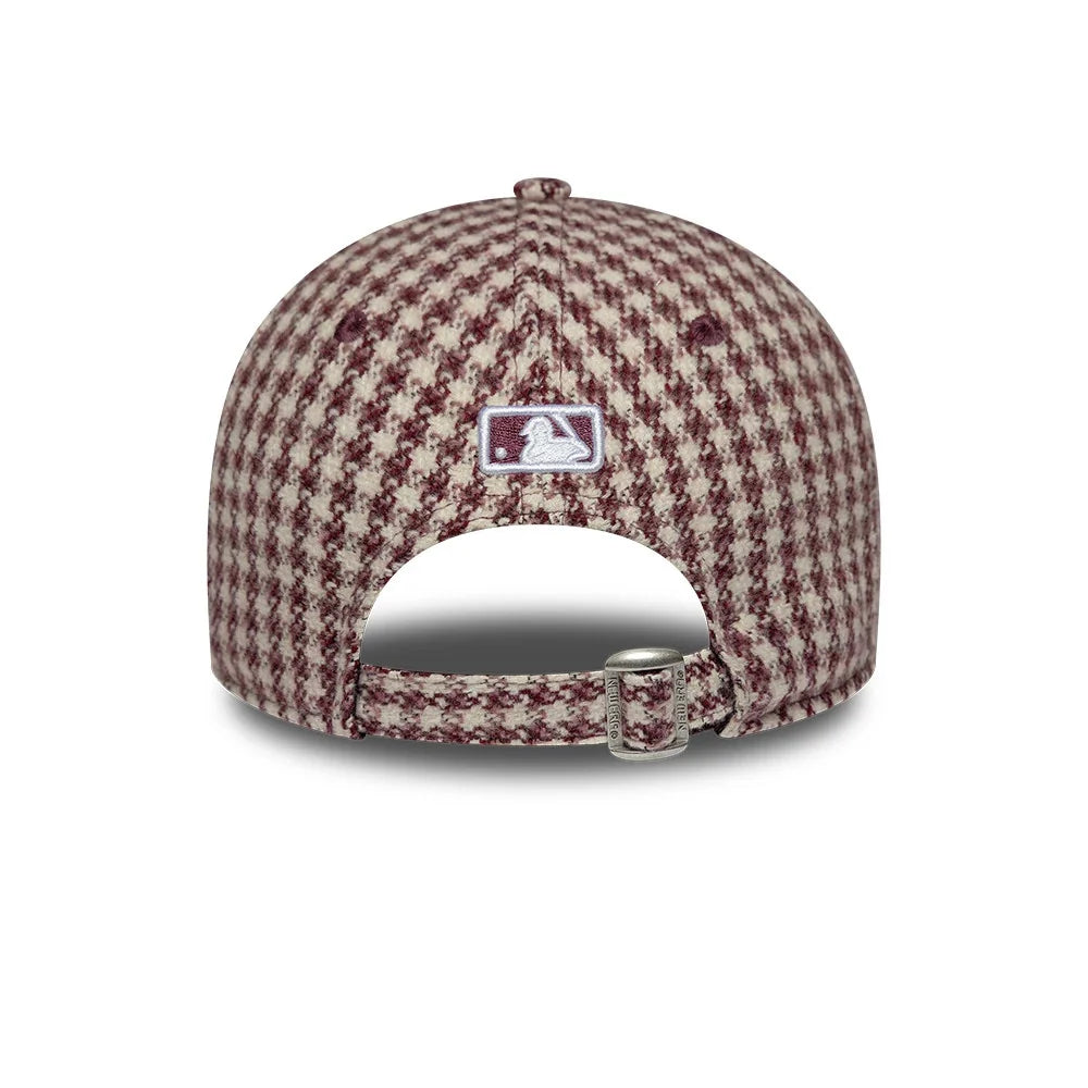 New Era cappello 9FORTY M-Crown New York Yankees Womens MLB Houndstooth Dark Red  Adjustable
