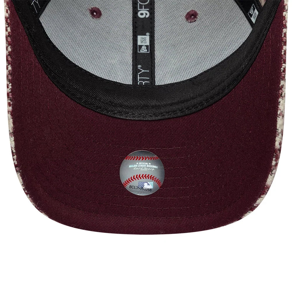 New Era cappello 9FORTY M-Crown New York Yankees Womens MLB Houndstooth Dark Red  Adjustable