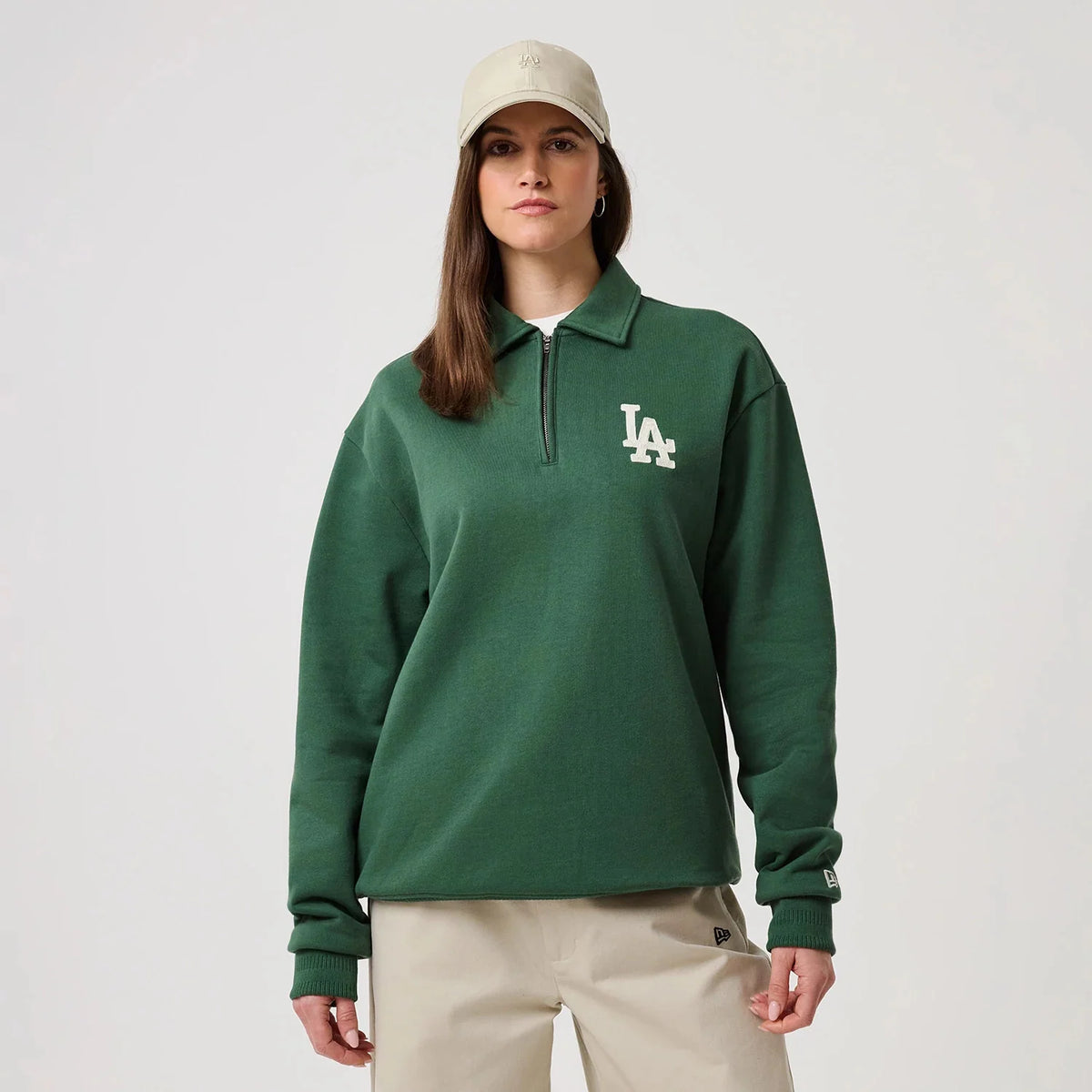 new era shirt 1/4 Zip Sweater LA Dodgers MLB Dark Green