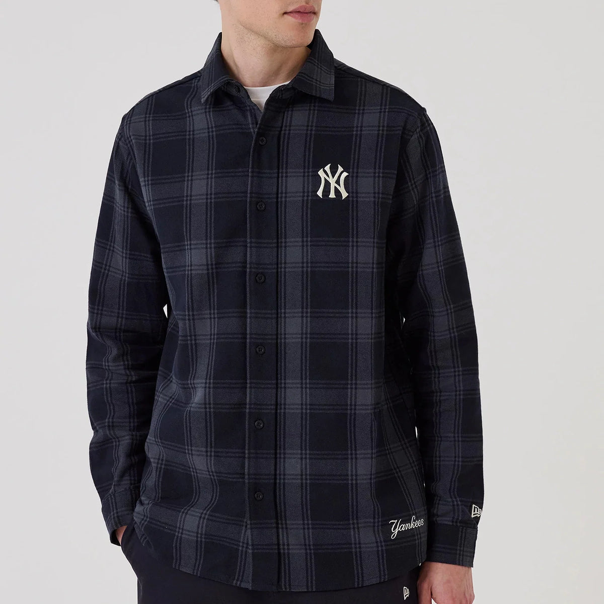 New Era Long Sleeve Shirt New York Yankees MLB Plaid Navy