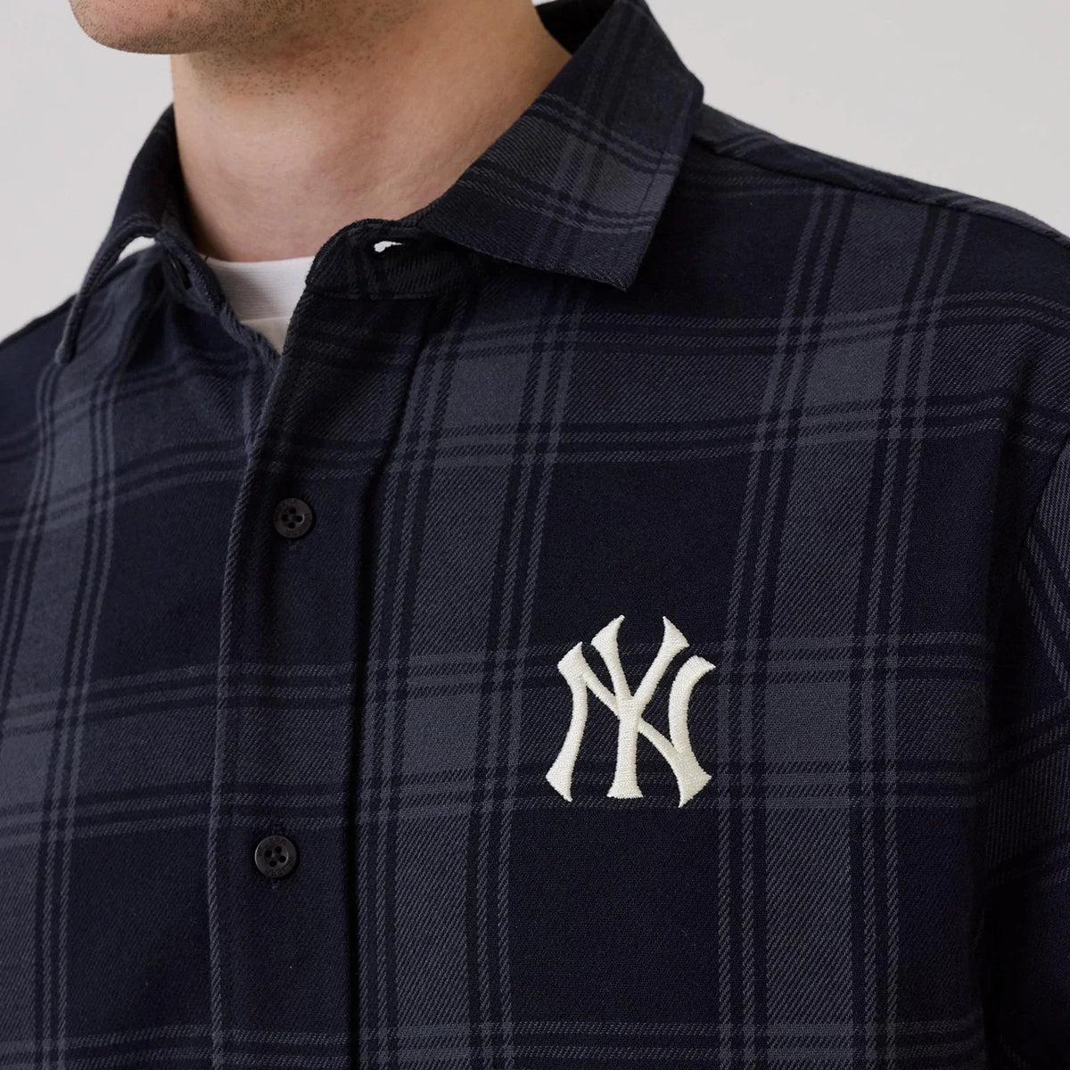 New Era Long Sleeve Shirt New York Yankees MLB Plaid Navy