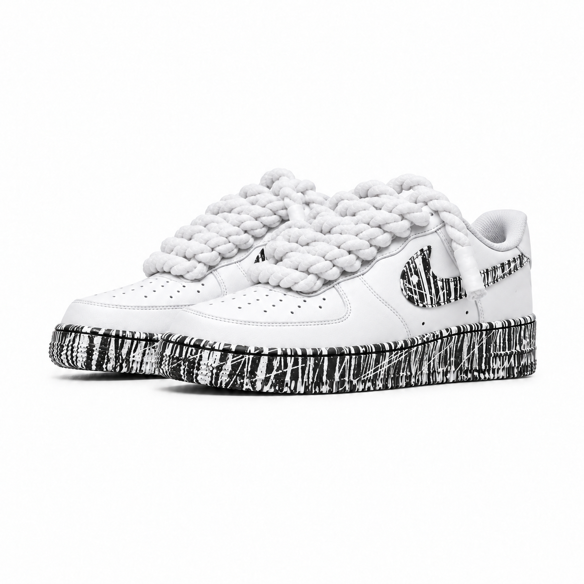NIKE AIR FORCE ROPE LACES SKIZZI WHITE BLACK