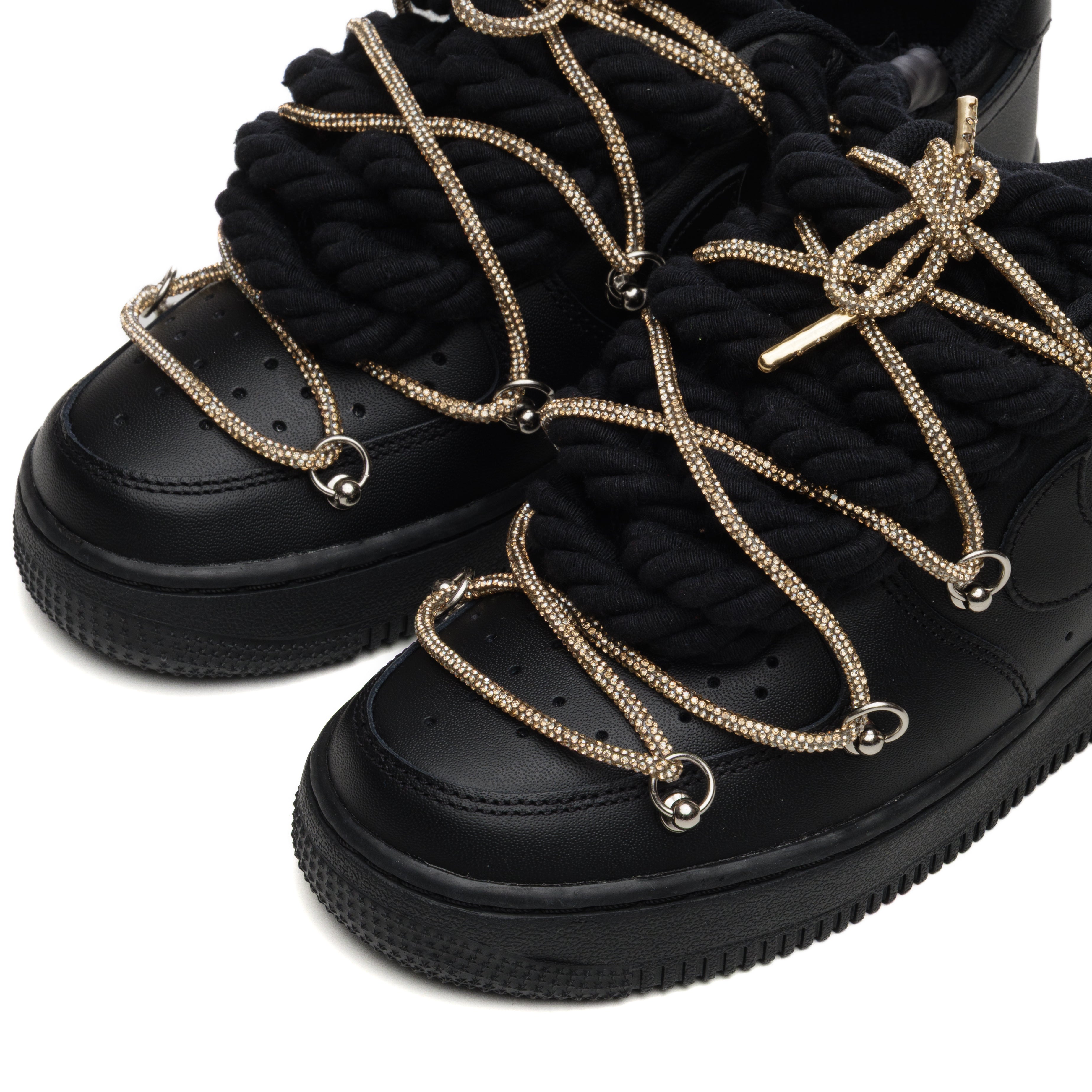 NIKE AIR FORCE CORDE TRIPLE SWAROVKI OR